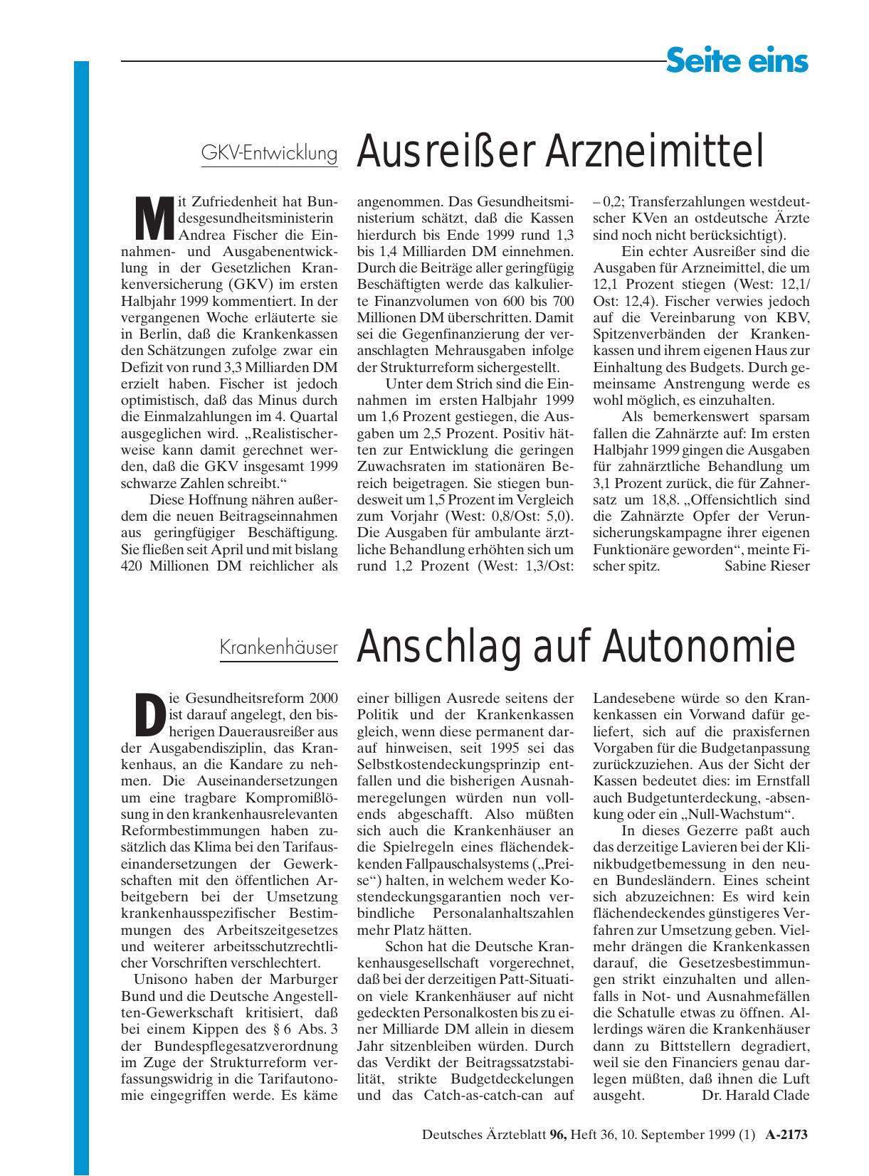 Vorschauseite 1: Krankenhäuser: Anschlag auf Autonomie