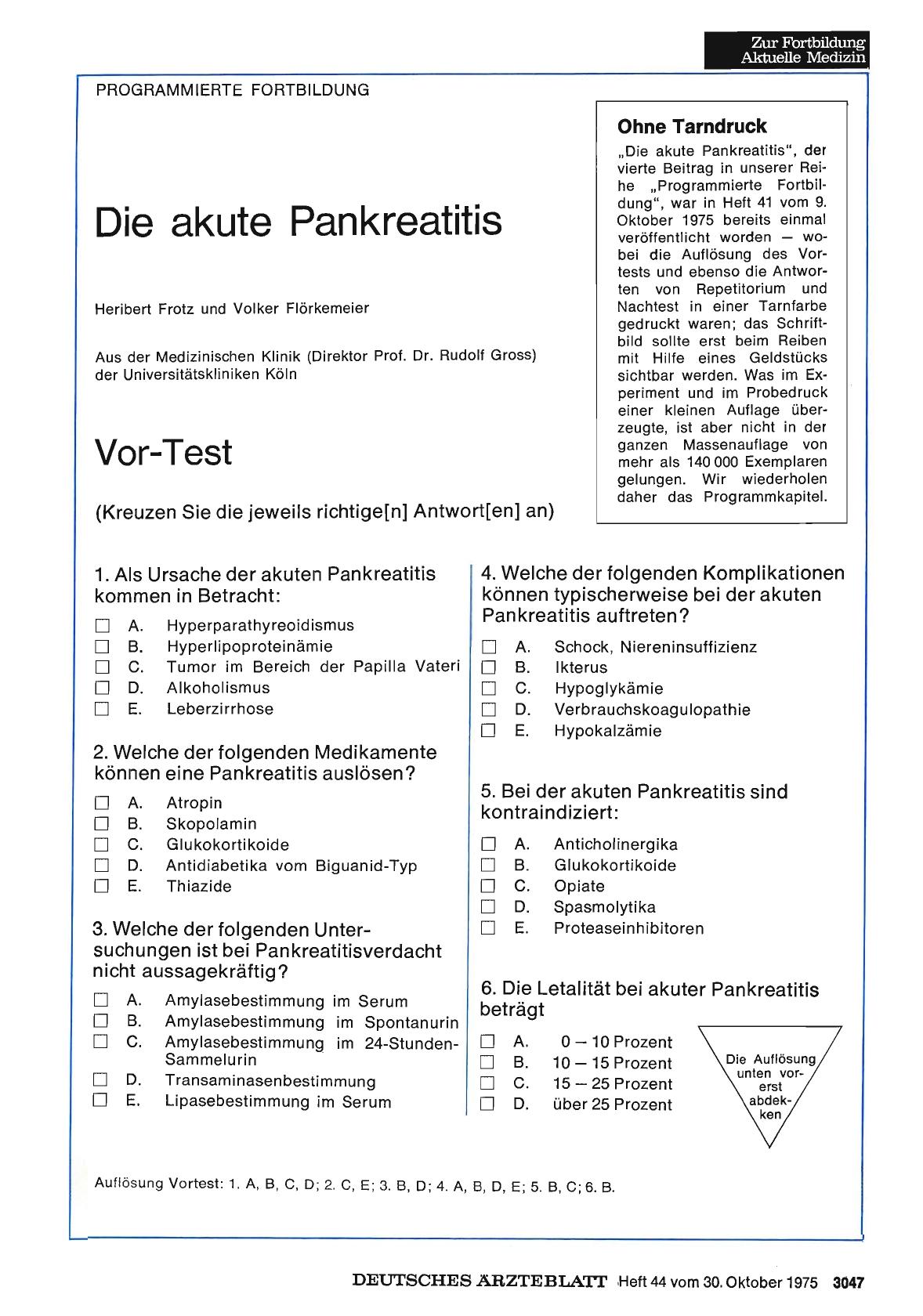 Vorschauseite 1: Die akute Pankreatitis: Vor-Test