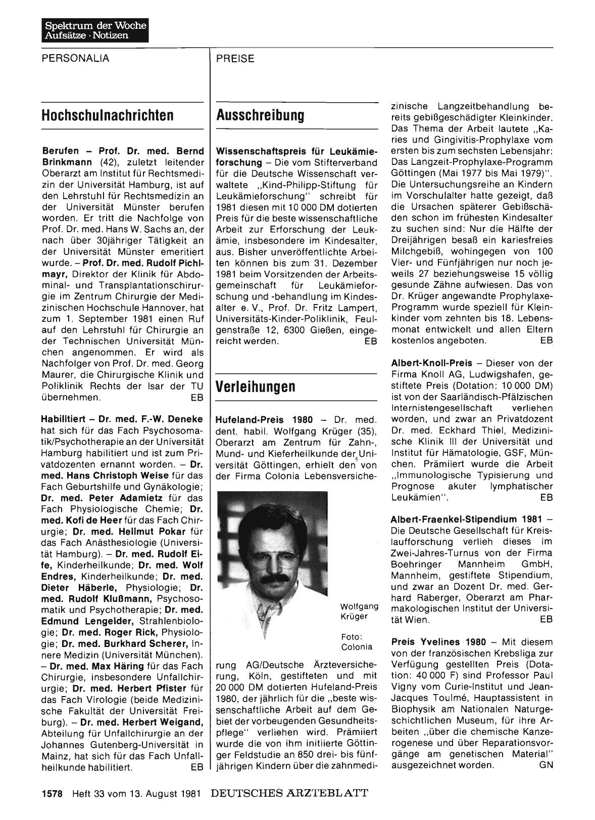 Vorschauseite 1: Verleihungen