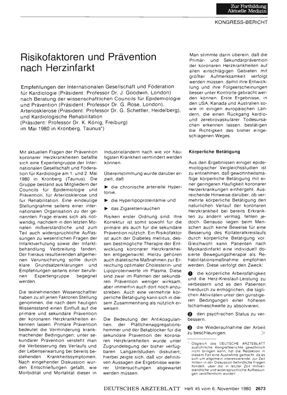 Vorschauseite 1: Risikofaktoren und Prävention nach Herzinfarkt