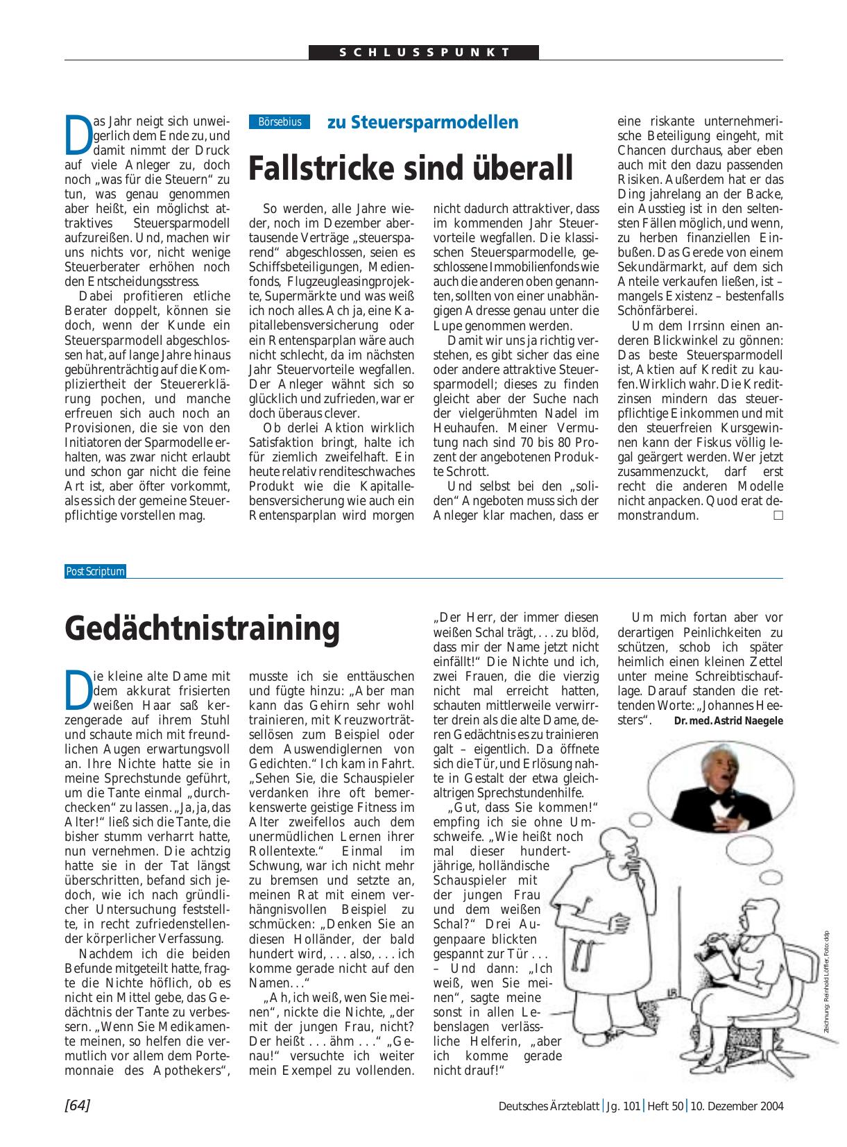 Vorschauseite 1: zu Steuersparmodellen: Fallstricke sind überall