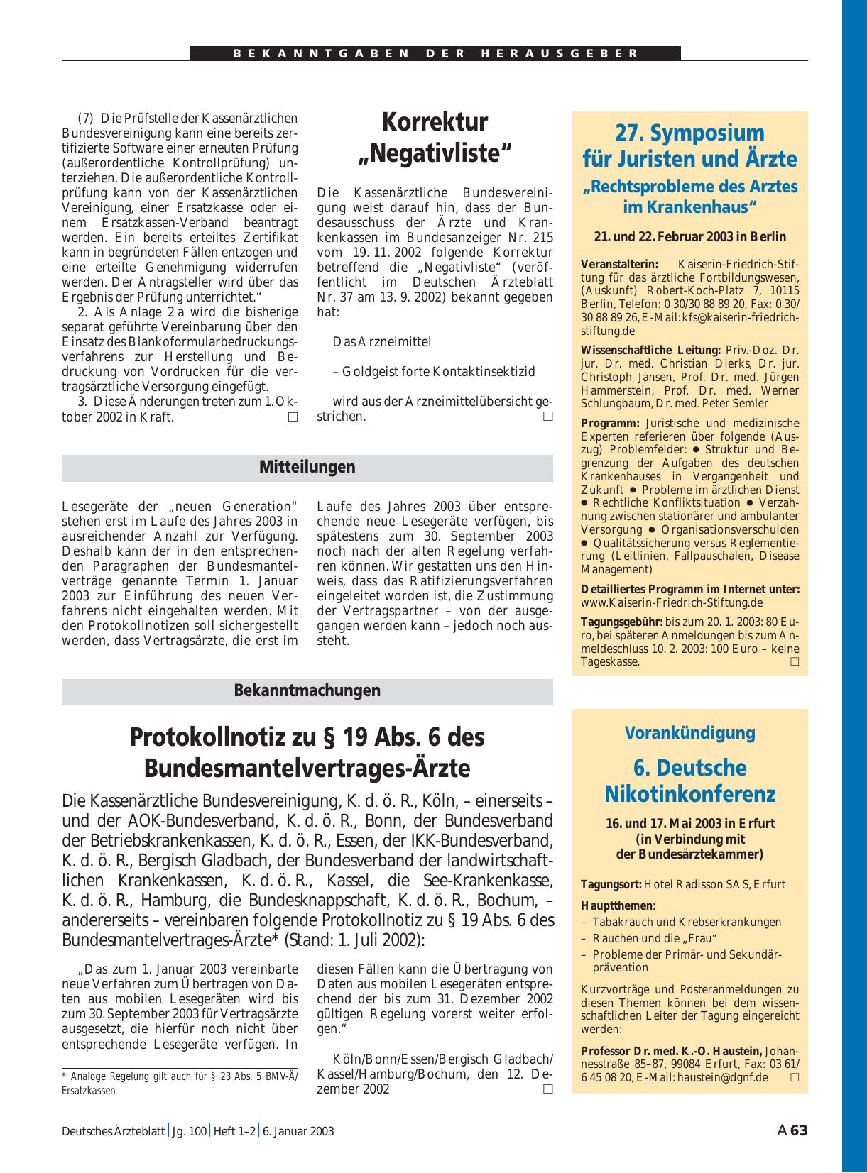 Vorschauseite 1: Vorankündigung: 6. Deutsche Nikotinkonferenz