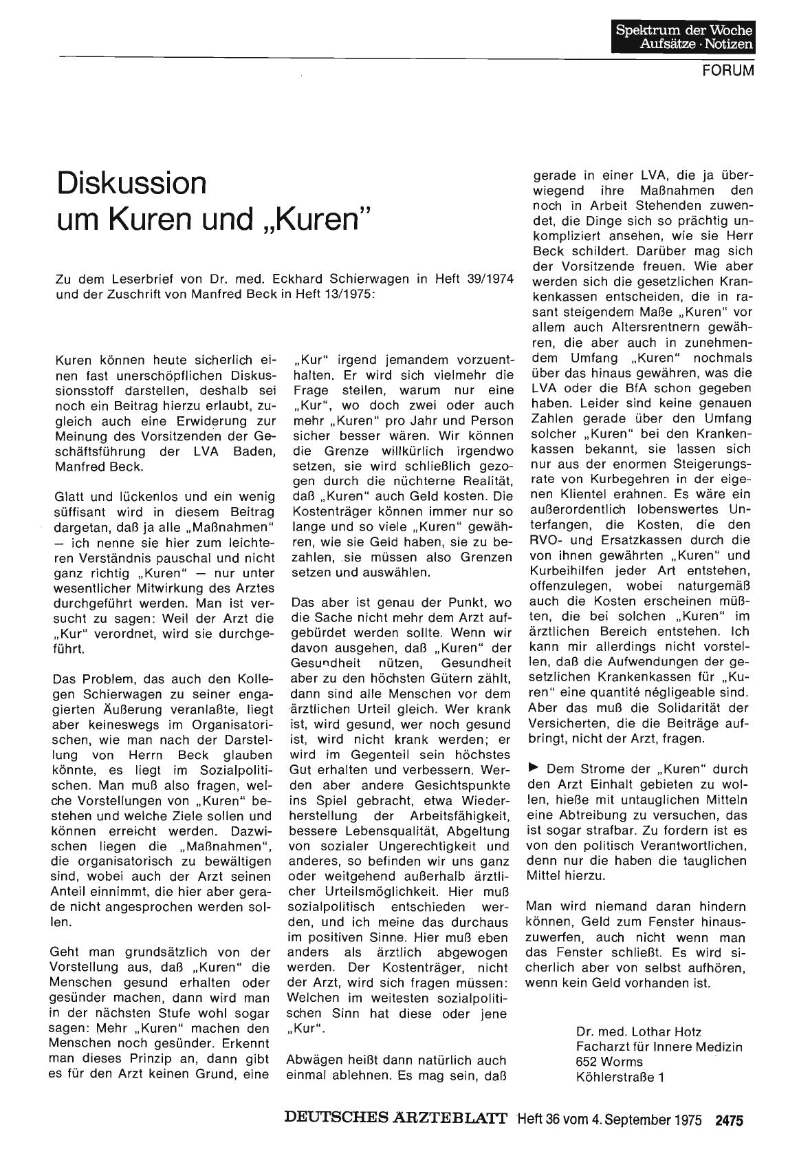 Vorschauseite 1: Diskussion um Kuren und „Kuren“