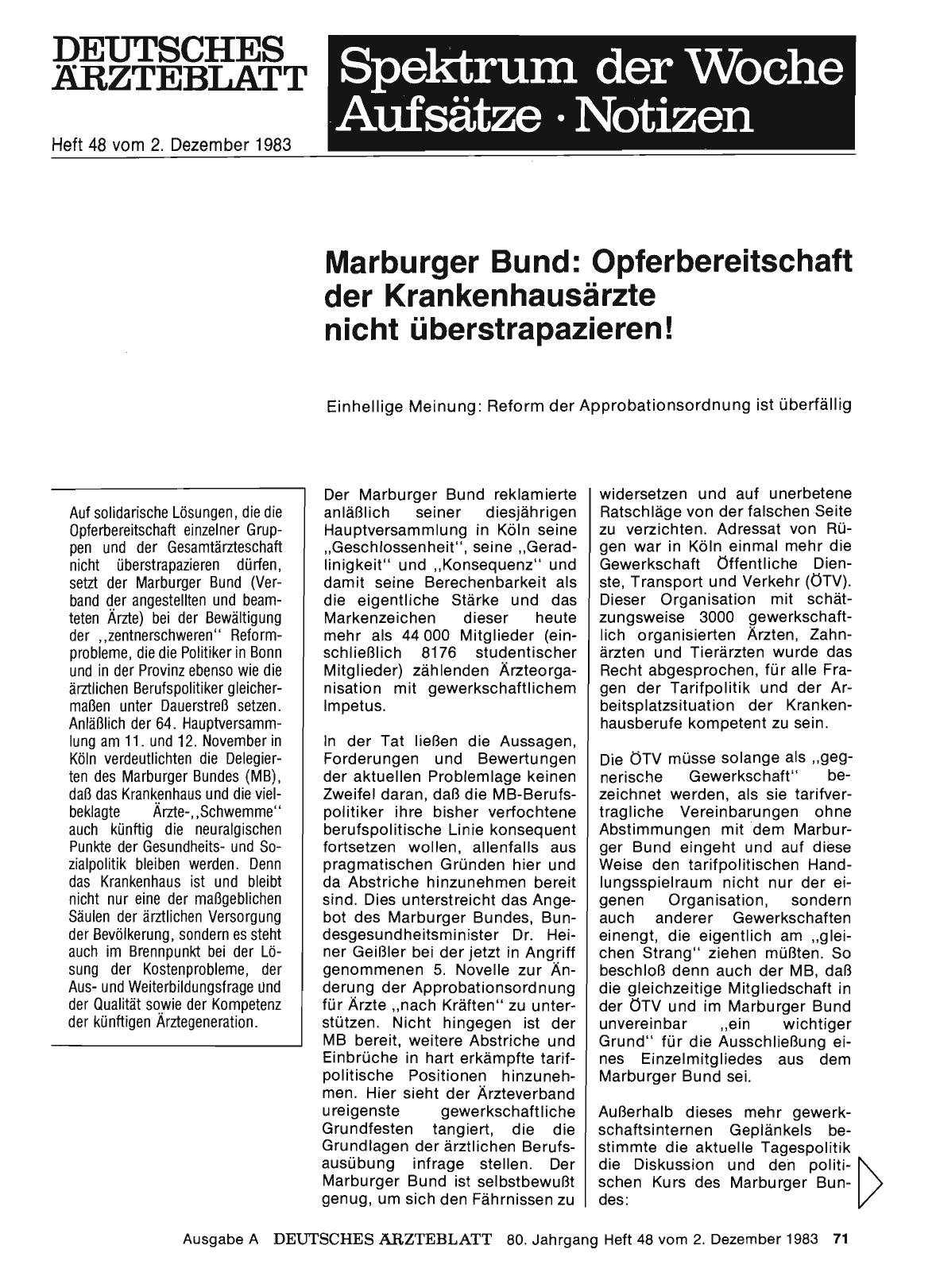 Vorschauseite 1: Marburger Bund: Opferbereitschaft der Krankenhausärzte nicht überstrapazieren!