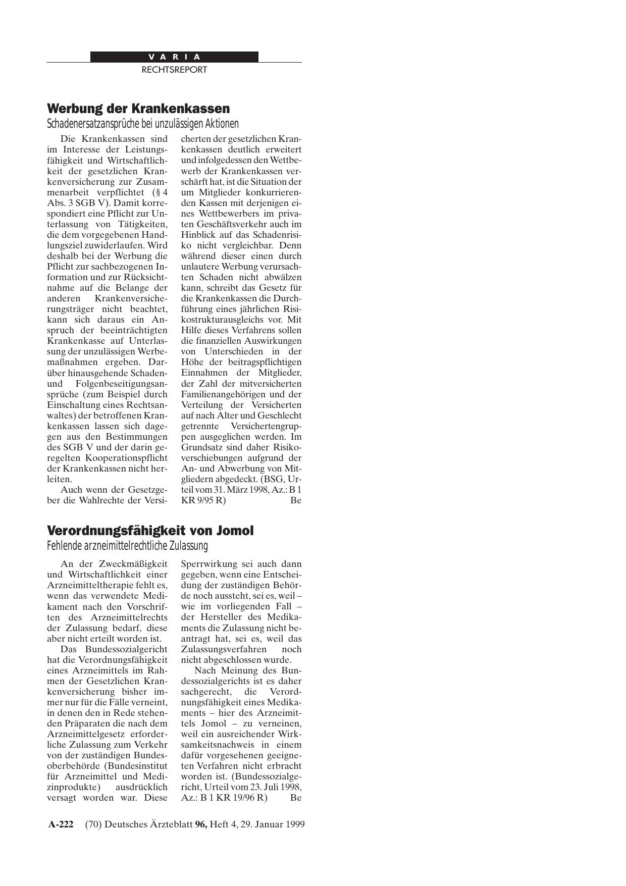 Vorschauseite 1: Verordnungsfähigkeit von Jomol: Fehlende arzneimittelrechtliche Zulassung