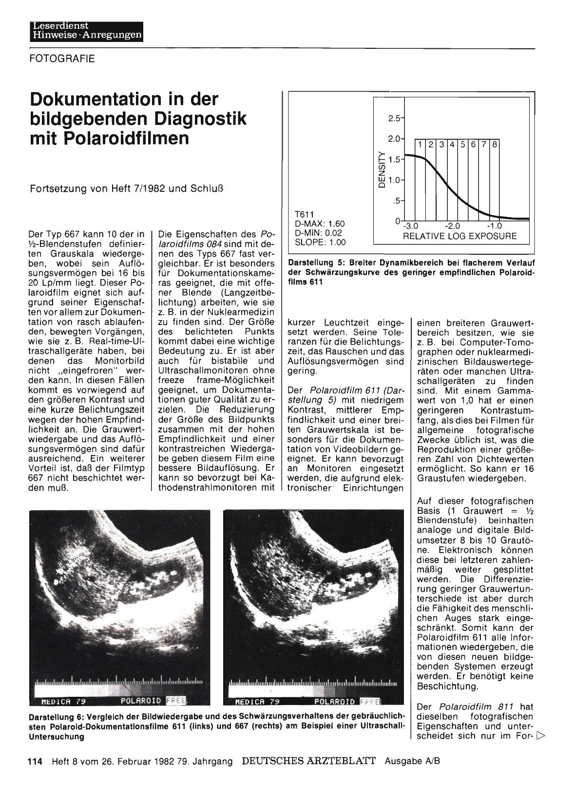 Vorschauseite 1: Dokumentation in der bildgebenden Diagnostik mit Polaroidfilmen