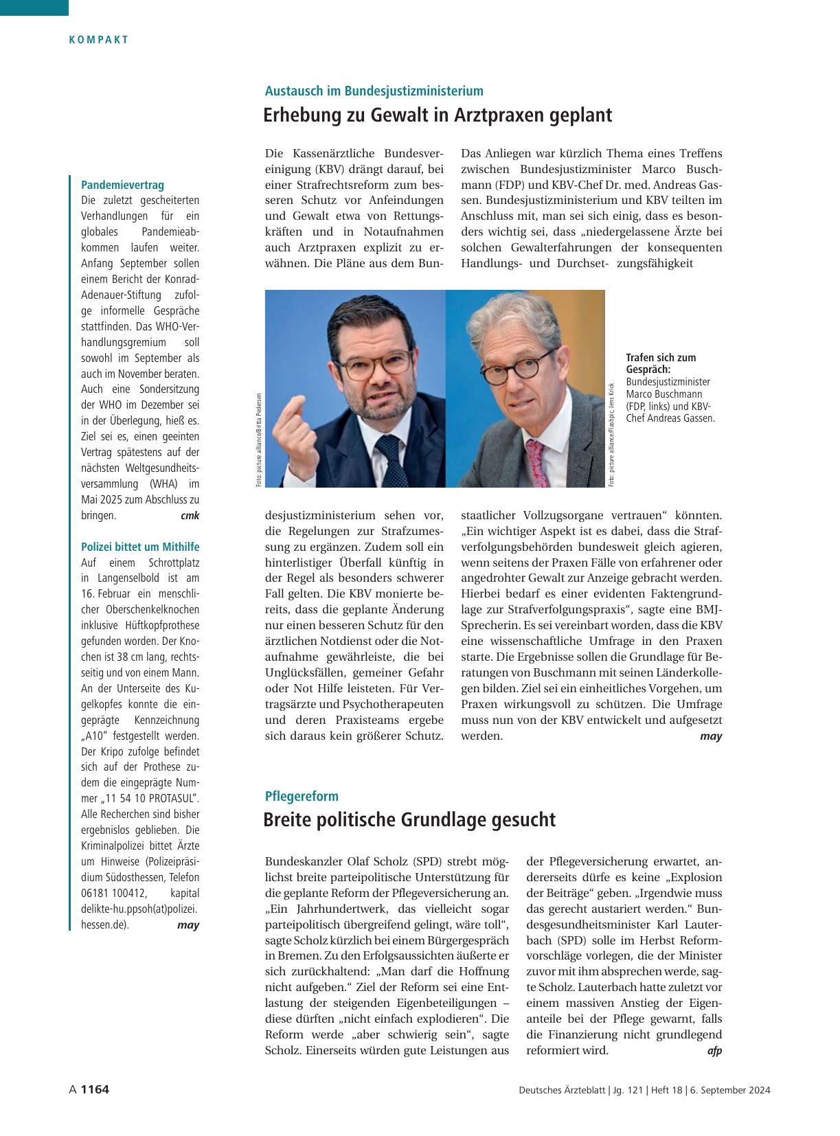 Vorschauseite 1: Pflegereform: Breite politische Grundlage gesucht