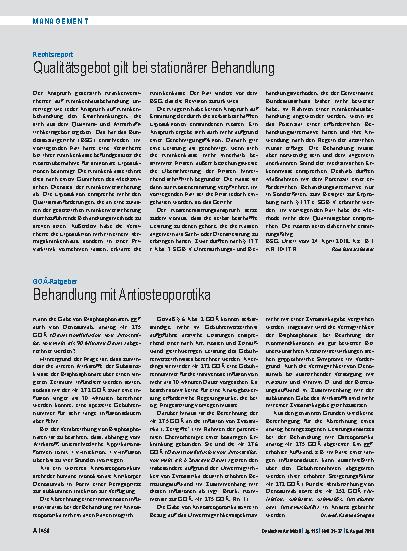 Vorschauseite 1: GOÄ-Ratgeber: Behandlung mit Antiosteoporotika