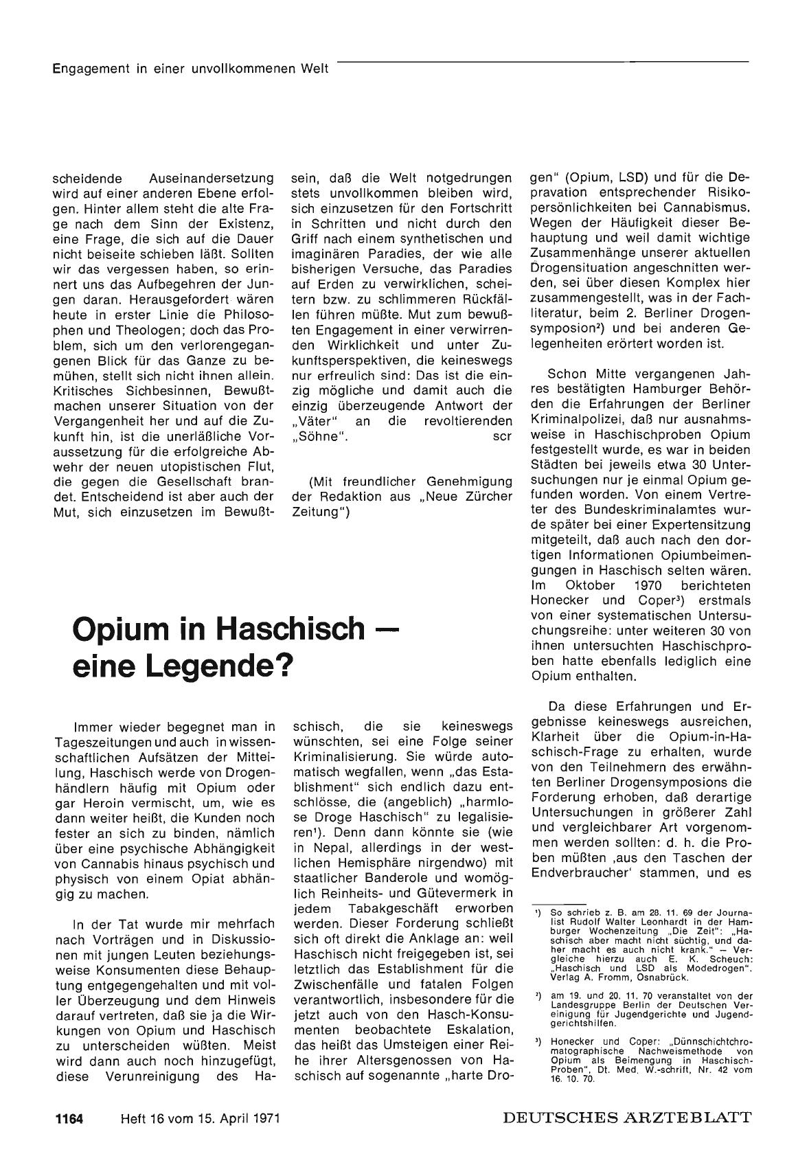 Vorschauseite 1: Opium in Haschisch — eine Legende?