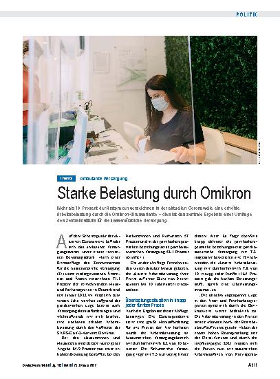 Vorschauseite 1: Ambulante Versorgung: Starke Belastung durch Omikron