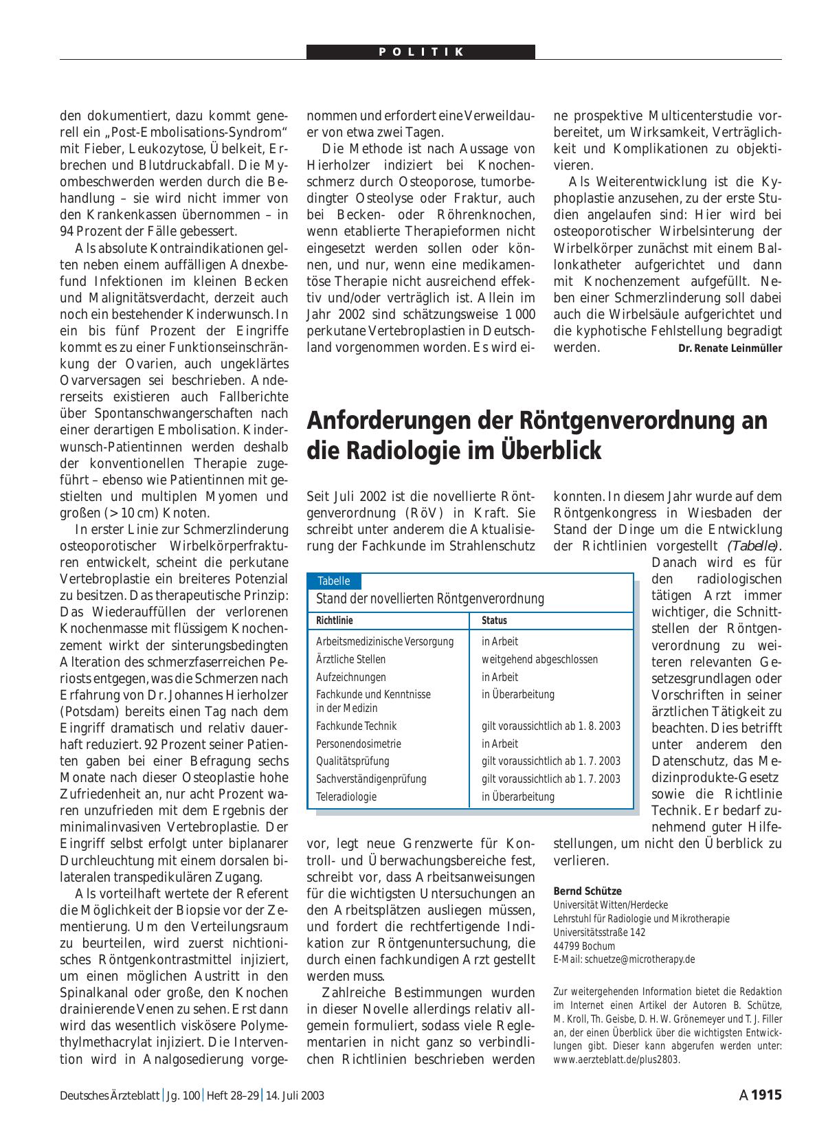 Vorschauseite 1: Anforderungen der Röntgenverordnung an die Radiologie im Überblick