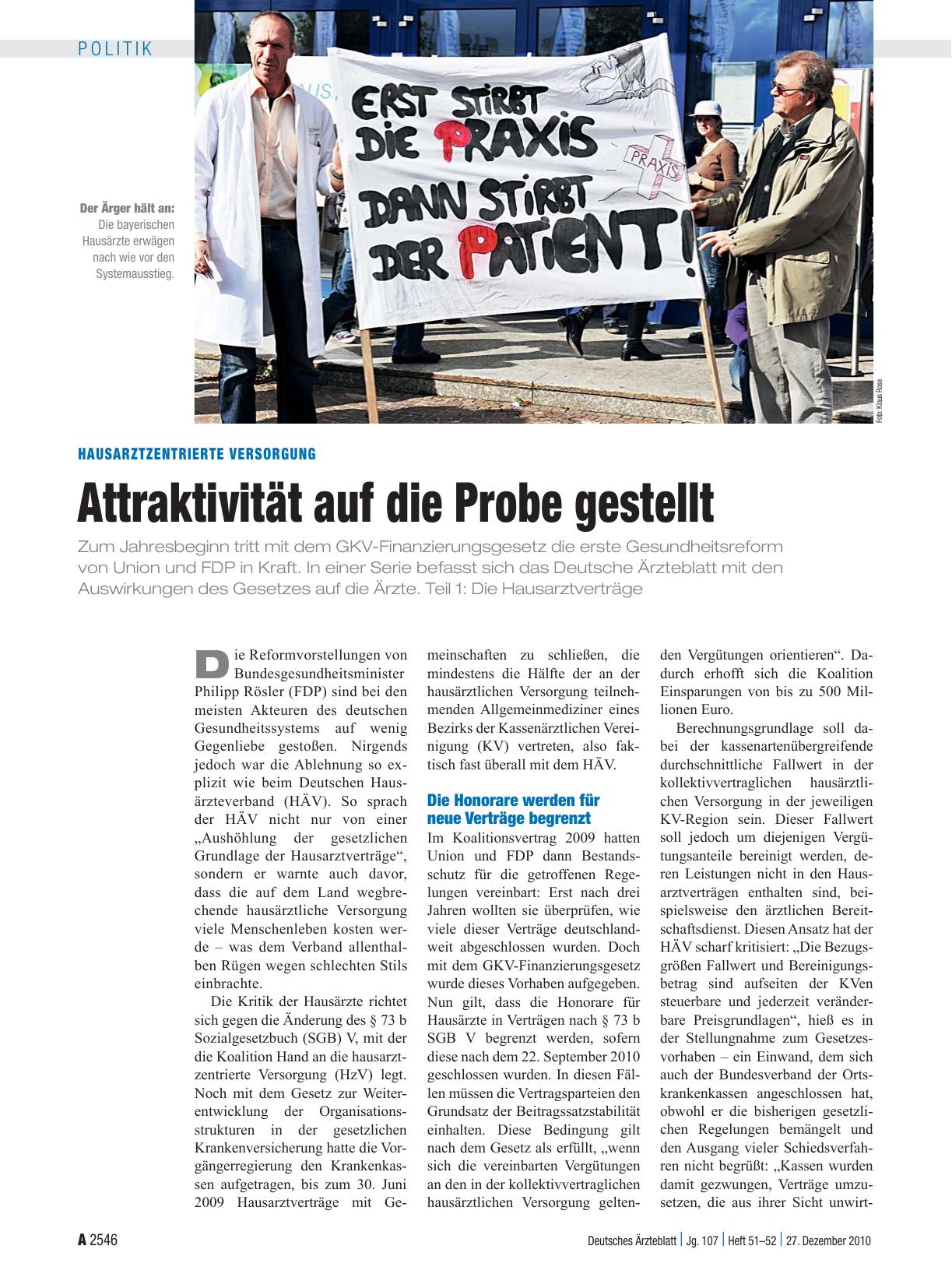 Vorschauseite 1: Hausarztzentrierte Versorgung: Attraktivität auf die Probe gestellt