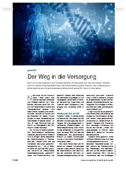 Vorschauseite 1: genomDE: Der Weg in die Versorgung