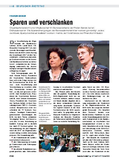 Vorschauseite 1: Finanzen/Gremien: Sparen und verschlanken