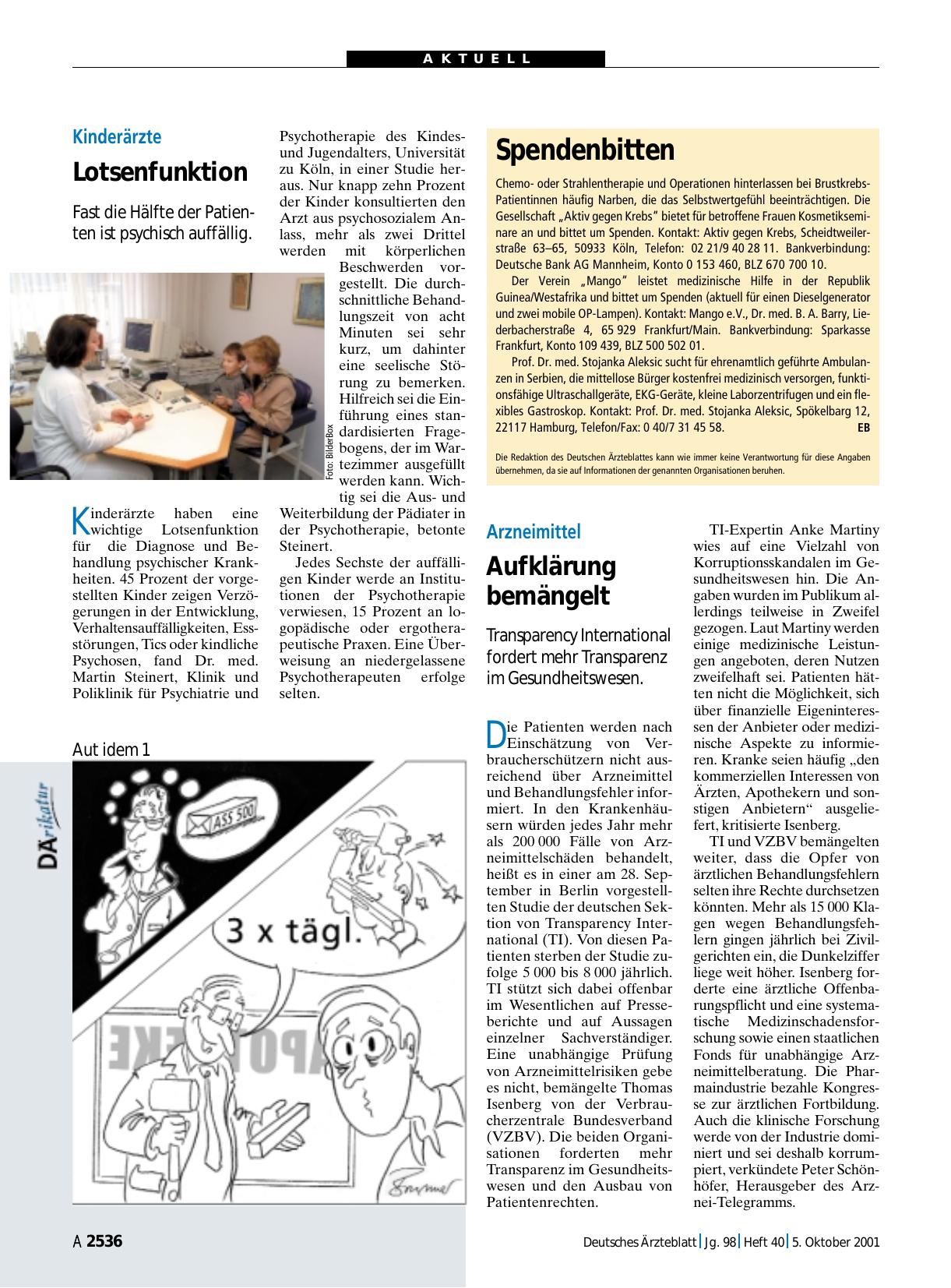 Vorschauseite 1: Kinderärzte: Lotsenfunktion