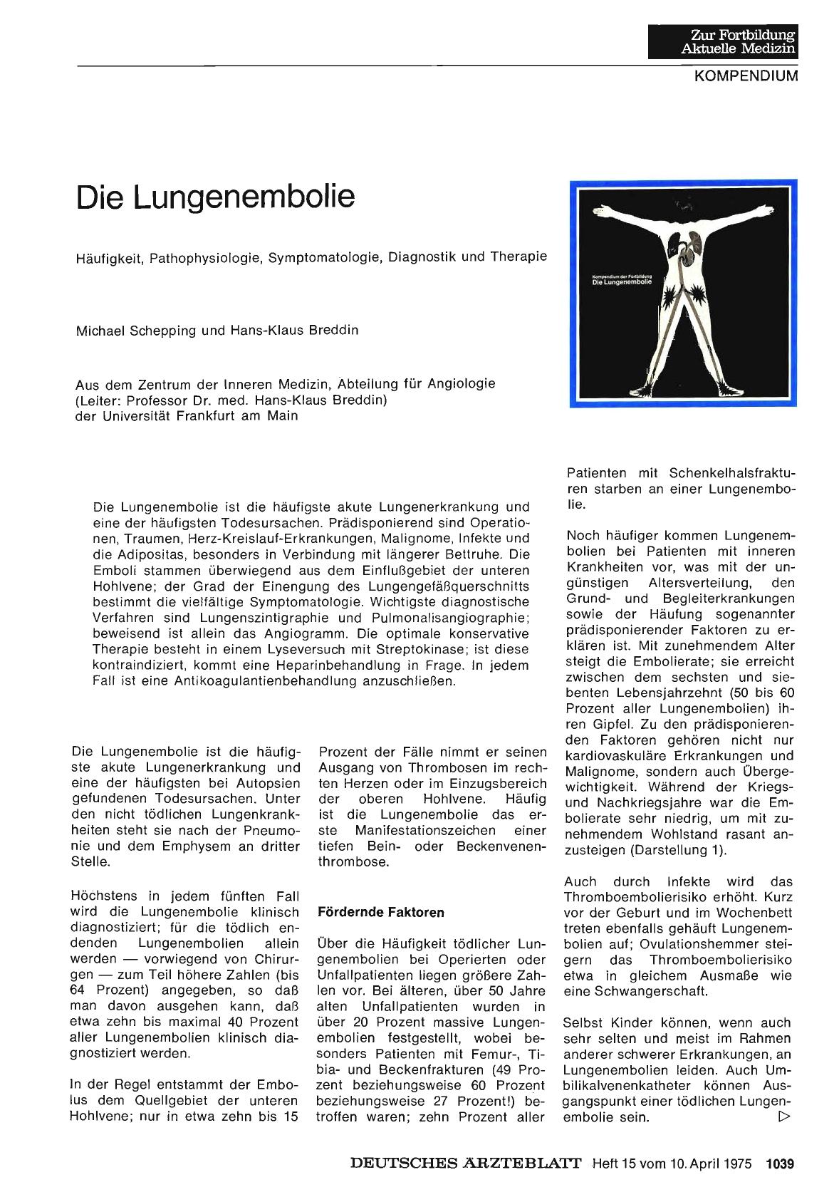 Vorschauseite 1: Die Lungenembolie