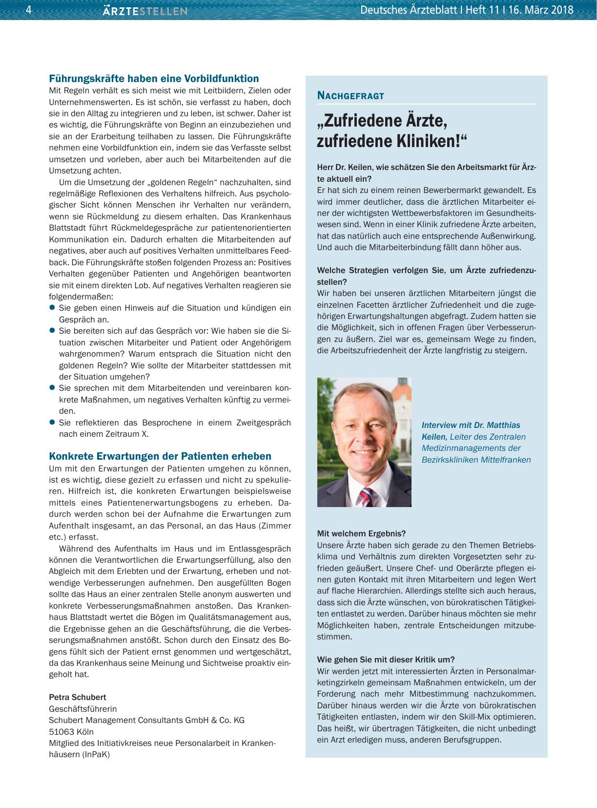 Vorschauseite 1: „Zufriedene Ärzte, zufriedene Kliniken! “