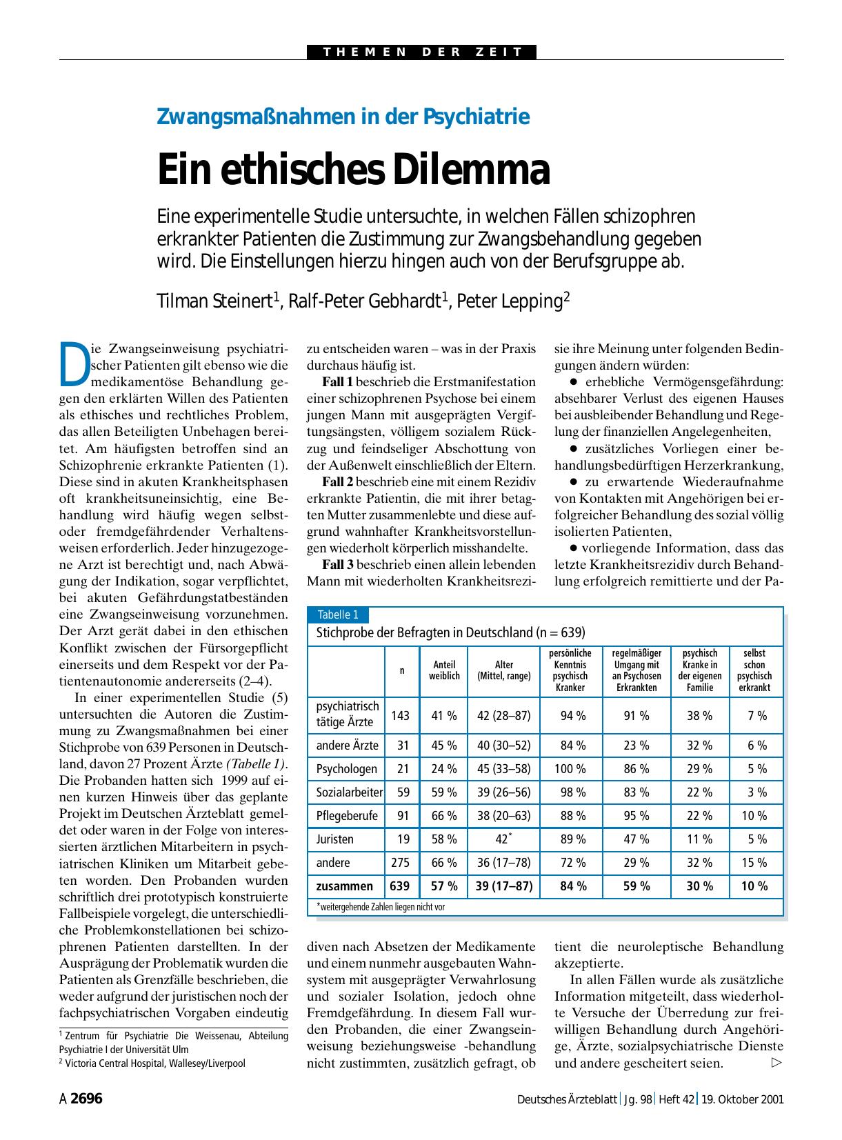 Vorschauseite 1: Zwangsmaßnahmen in der Psychiatrie: Ein ethisches Dilemma