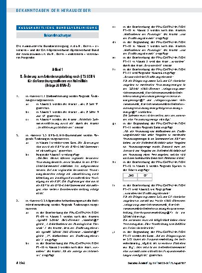 Vorschauseite 1: Artikel 1 – 5. Änderung zum Anforderungskatalog nach § 73 SGB V für die Verordnungssoftware von Heilmitteln (Anlage 29 BMV-Ä) und Artikel 2 – Inkrafttreten