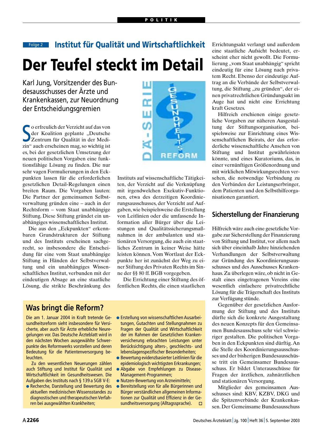 Vorschauseite 1: Institut für Qualität und Wirtschaftlichkeit: Der Teufel steckt im Detail (Folge 2)