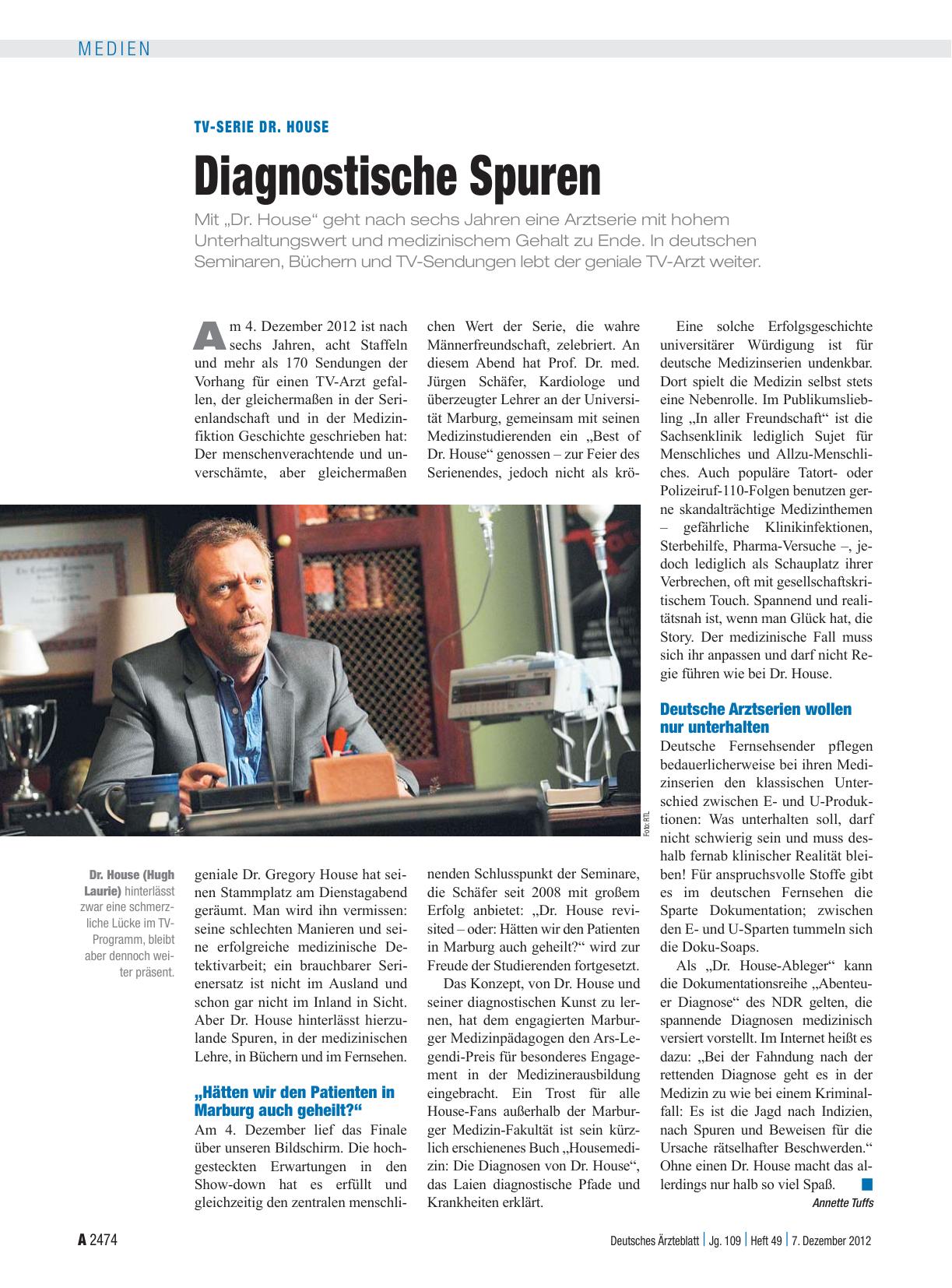 Vorschauseite 1: TV-Serie Dr. House: Diagnostische Spuren