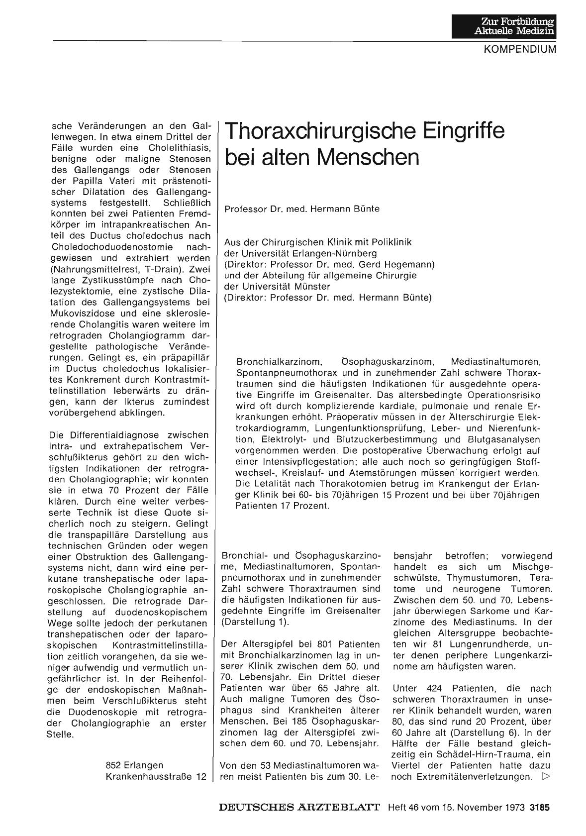 Vorschauseite 1: Thoraxchirurgische Eingriffe bei alten Menschen