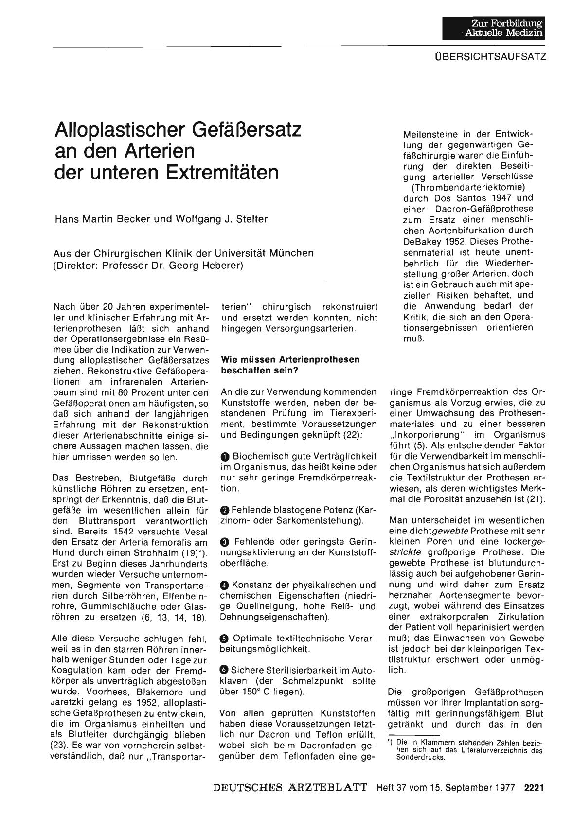 Vorschauseite 1: Alloplastischer Gefäßersatz an den Arterien der unteren Extremitäten