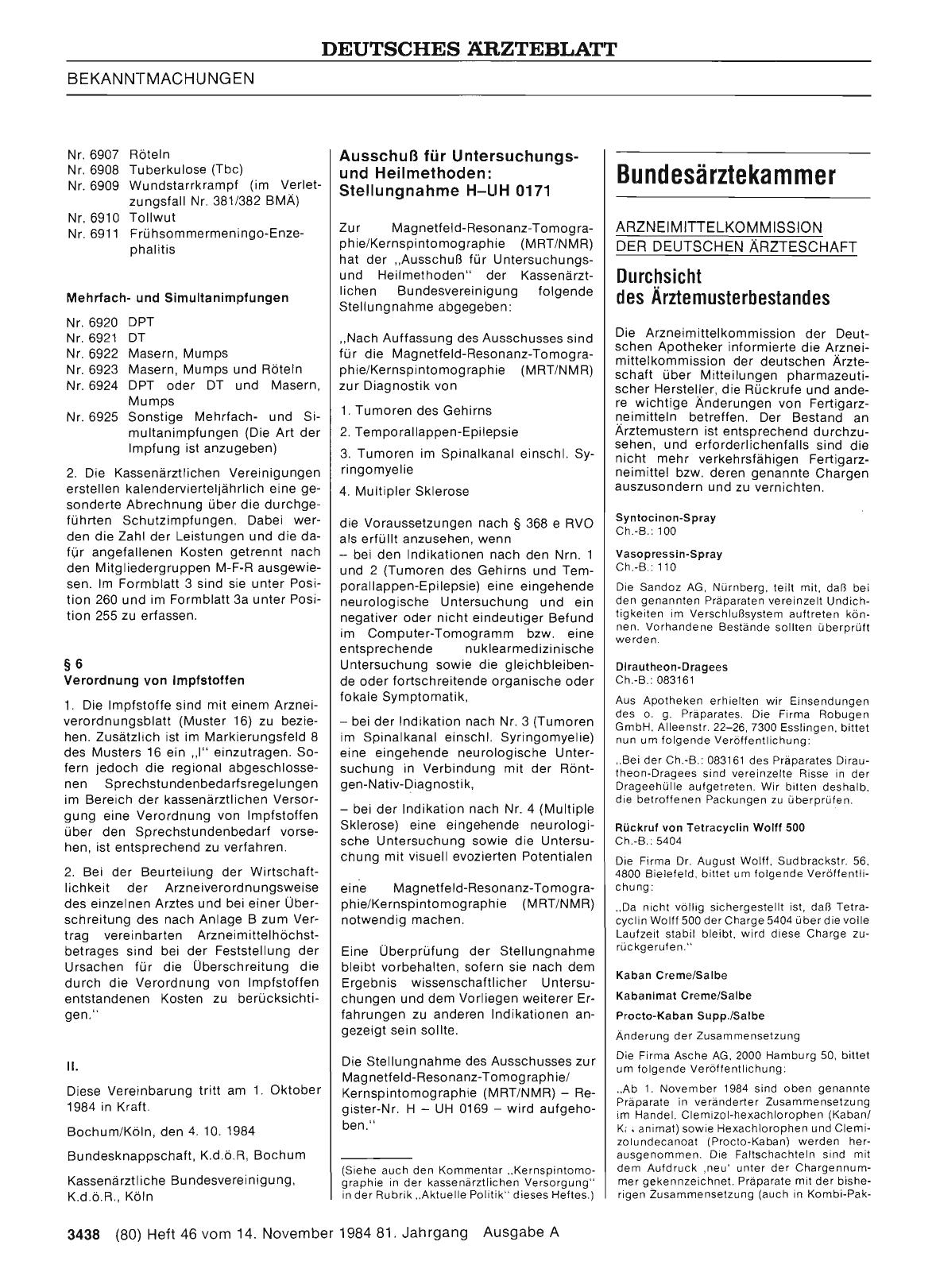 Vorschauseite 1: Ausschuß für Untersuchungsund Heilmethoden: Stellungnahme H—UH 0171