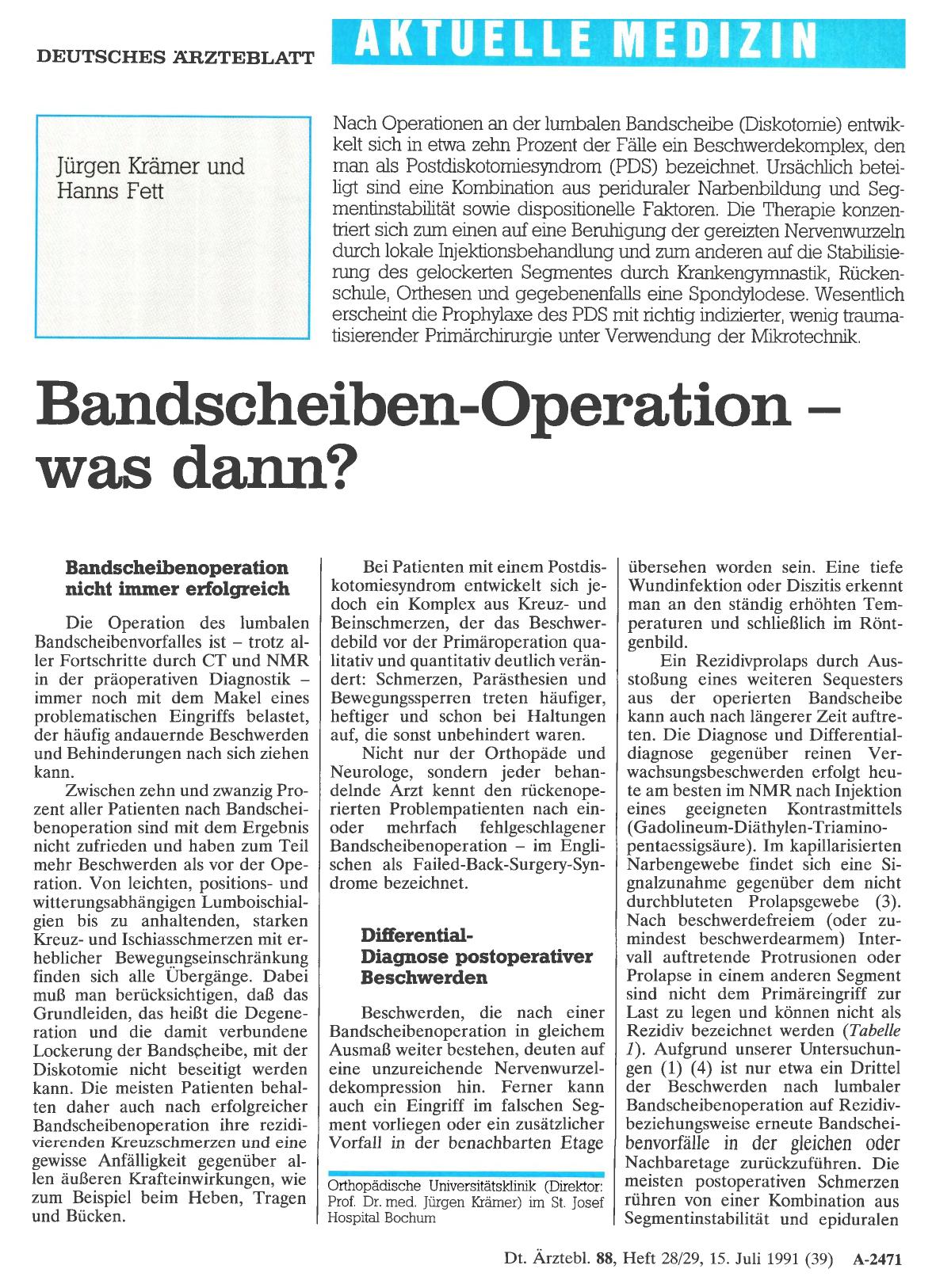 Vorschauseite 1: Bandscheiben-Operation – was dann?