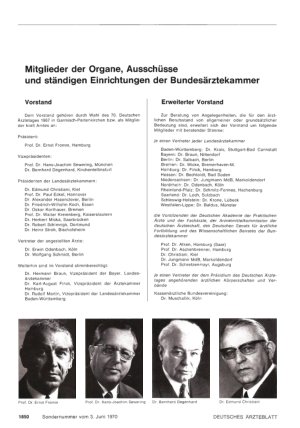 Vorschauseite 1: Mitglieder der Organe, Ausschüsse und ständigen Einrichtungen der Bundesärztekammer