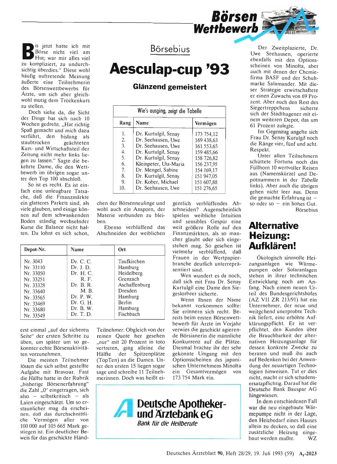 Vorschauseite 1: Börsebius: Aesculap-cup '93