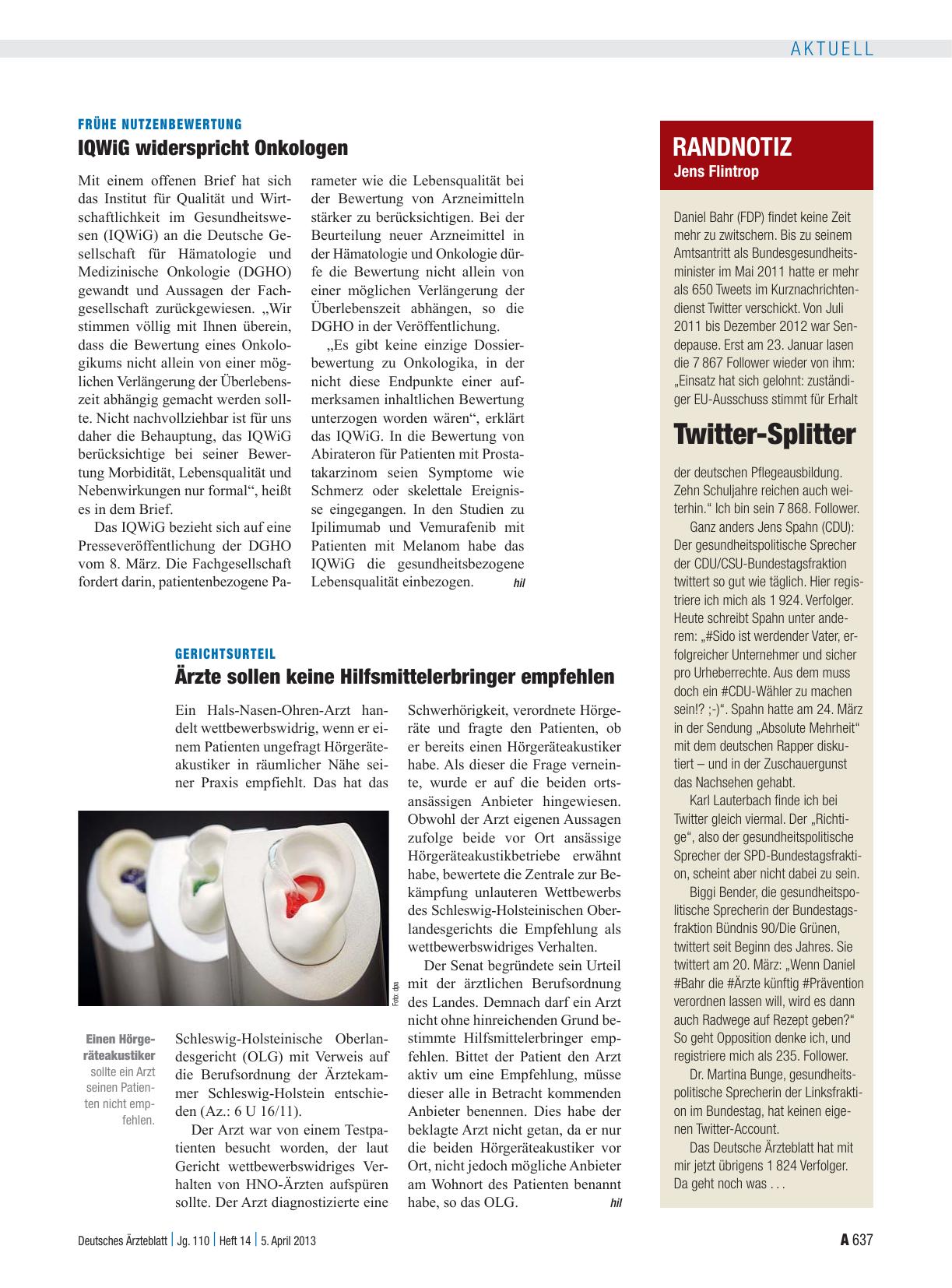 Vorschauseite 1: Gerichtsurteil: Ärzte sollen keine Hilfsmittelerbringer empfehlen