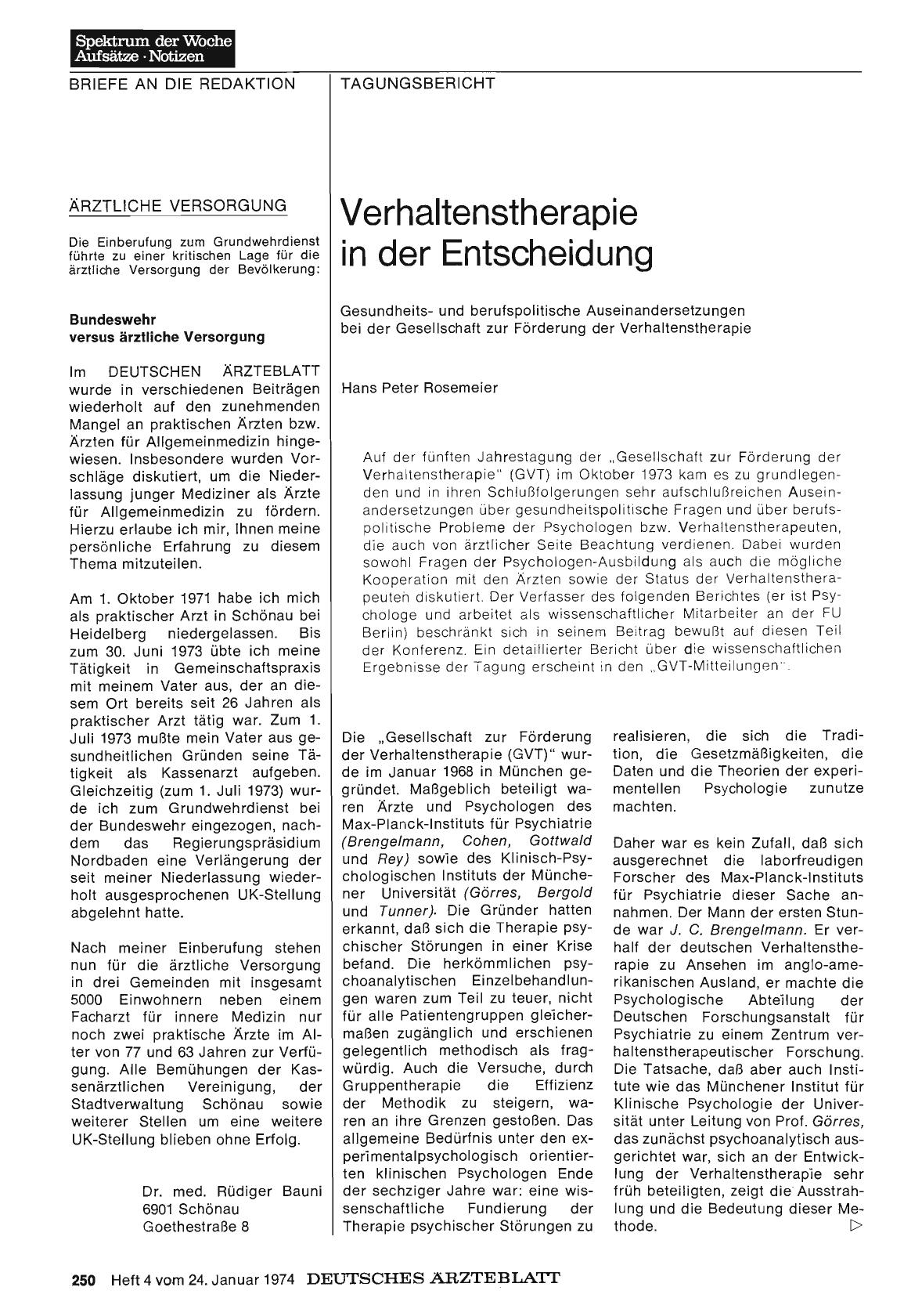 Vorschauseite 1: Verhaltenstherapie in der Entscheidung