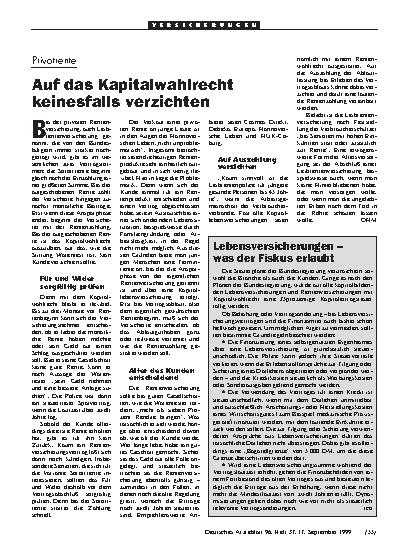 Vorschauseite 1: Lebensversicherungen - was der Fiskus erlaubt