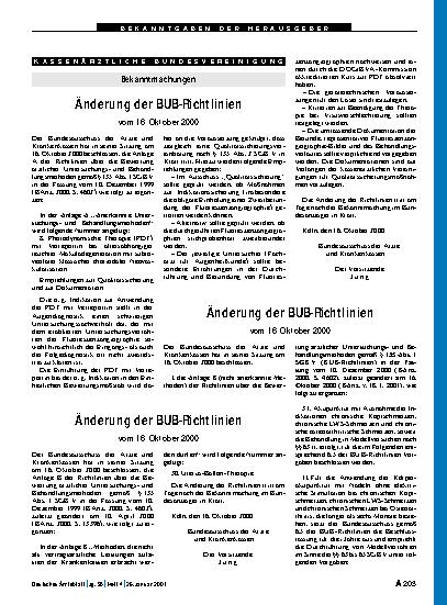 Vorschauseite 1: Bekanntmachungen: Änderung der BUB-Richtlinien
