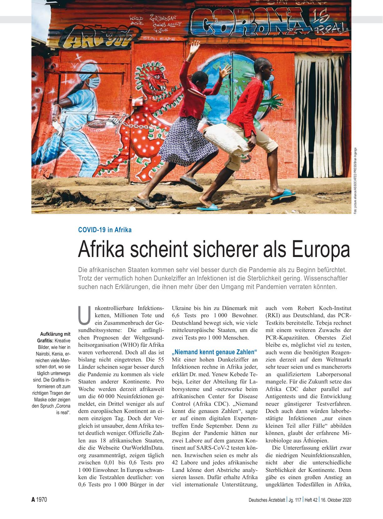 Vorschauseite 1: COVID-19 in Afrika: Afrika scheint sicherer als Europa