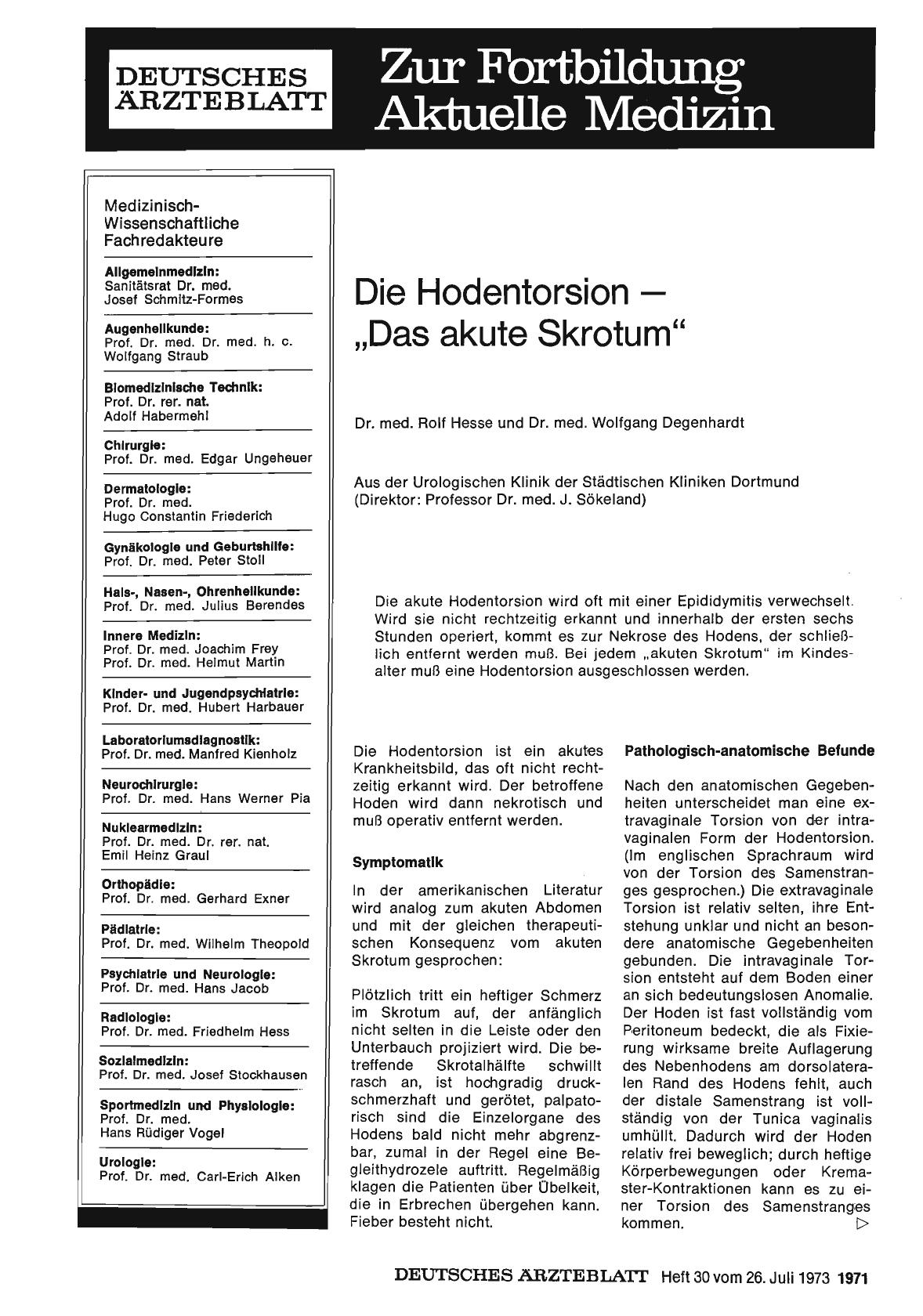 Vorschauseite 1: Die Hodentorsion - „Das akute Skrotum"