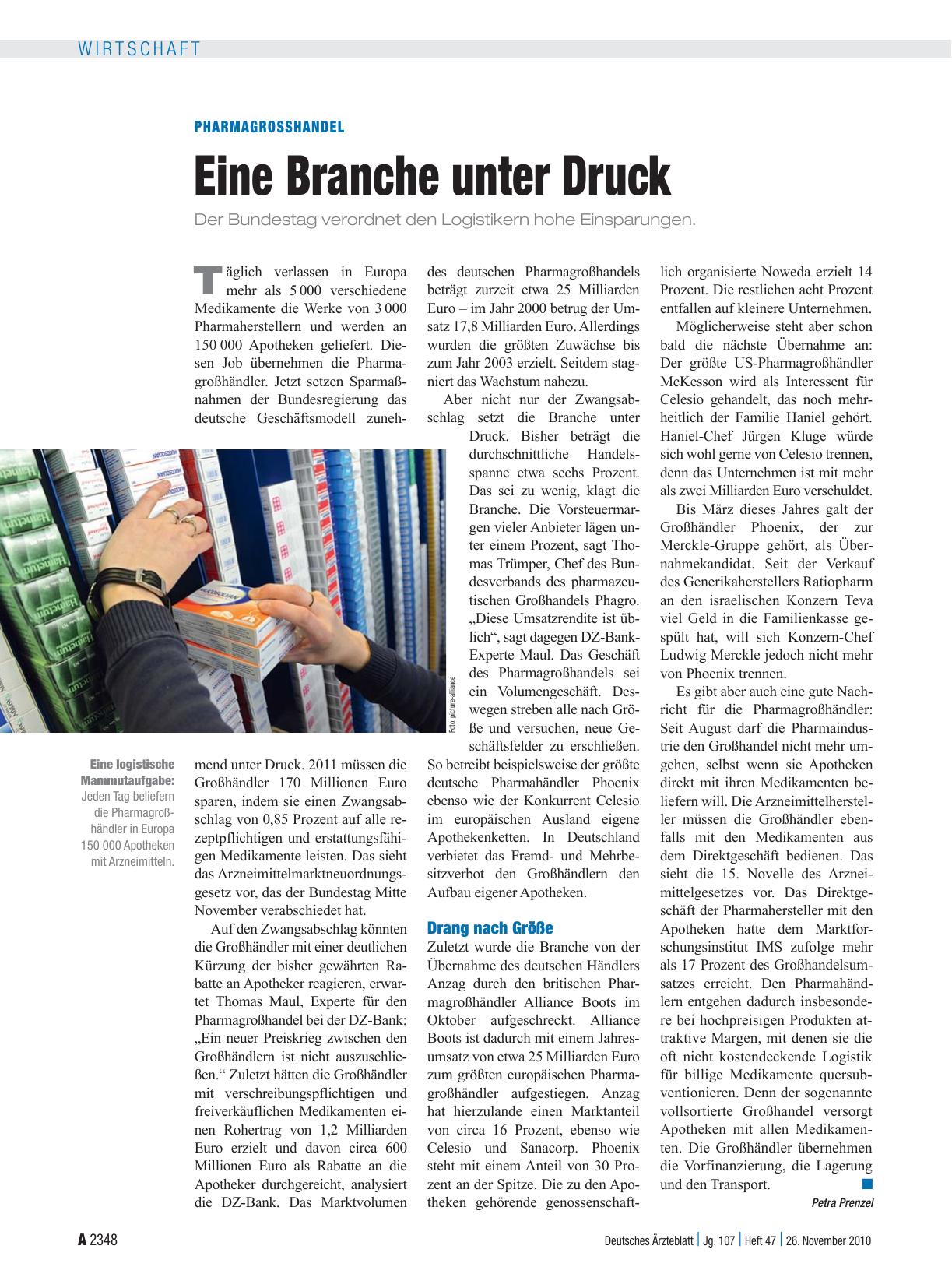 Vorschauseite 1: Pharmagrosshandel: Eine Branche unter Druck