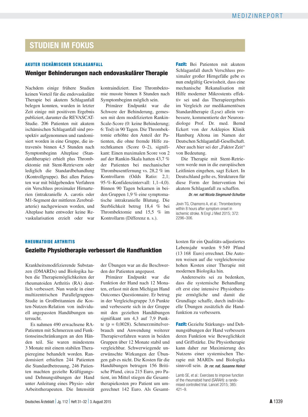 Vorschauseite 1: Rheumatoide Arthritis: Gezielte Physiotherapie verbessert die Handfunktion
