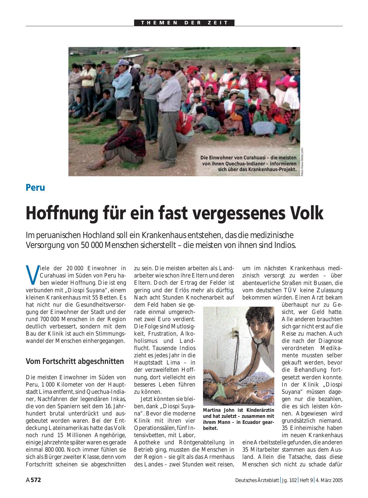 Vorschauseite 1: Peru: Hoffnung für ein fast vergessenes Volk