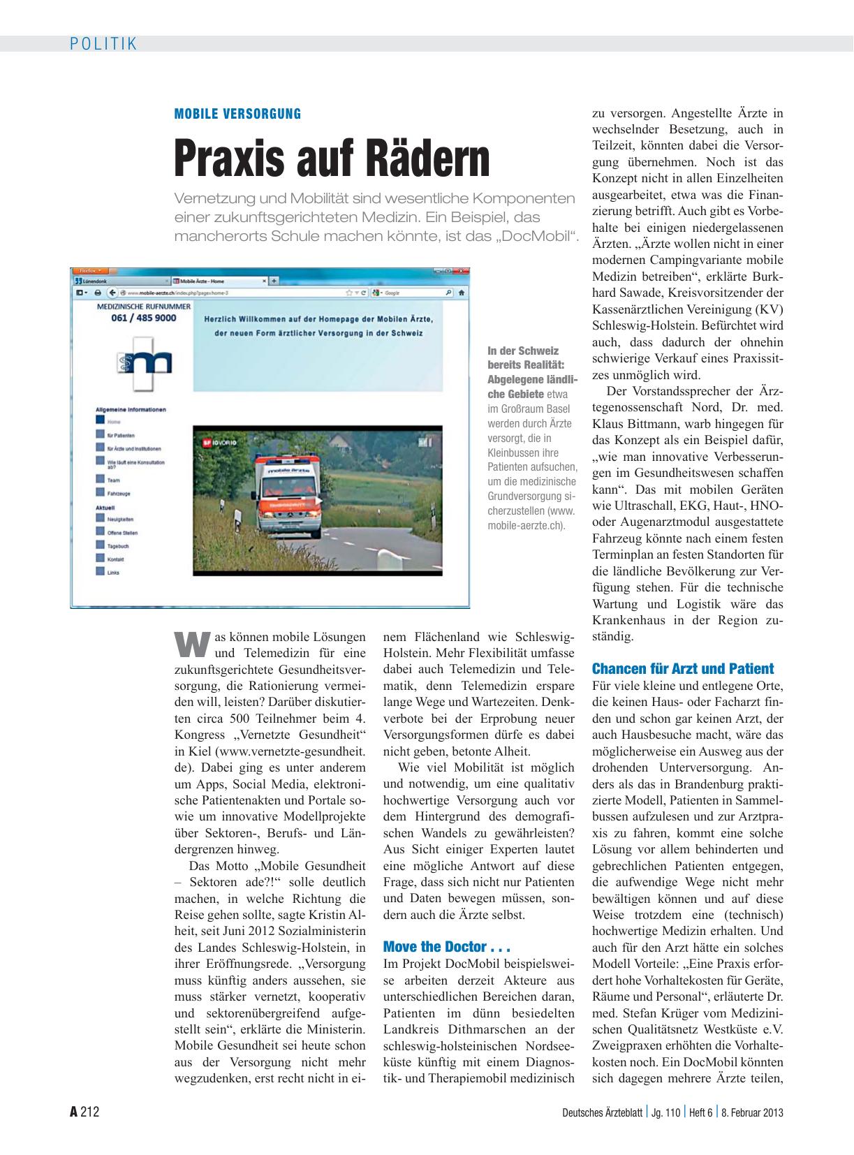 Vorschauseite 1: Mobile Versorgung: Praxis auf Rädern