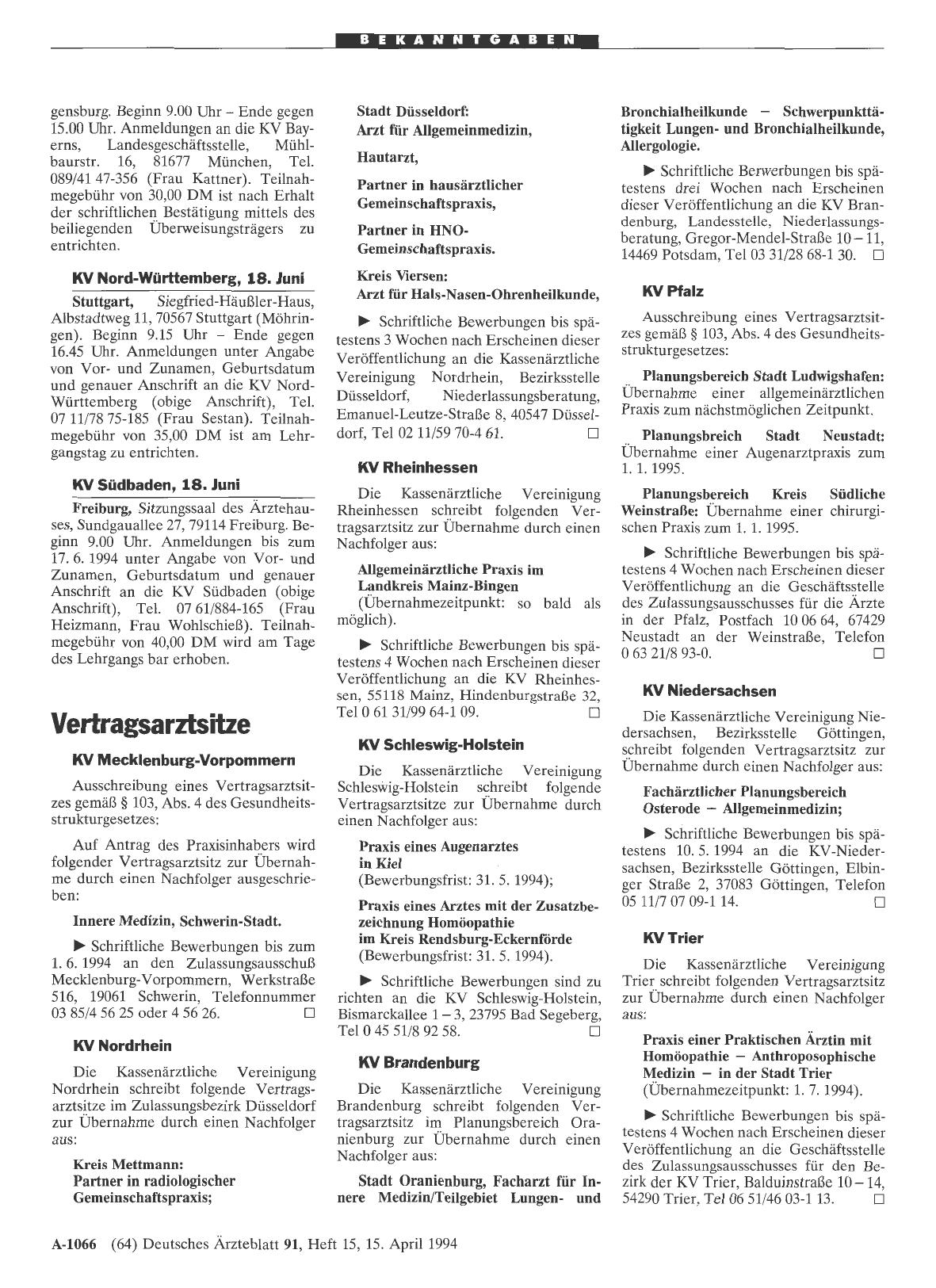 Vorschauseite 1: Vertragsarztsitze