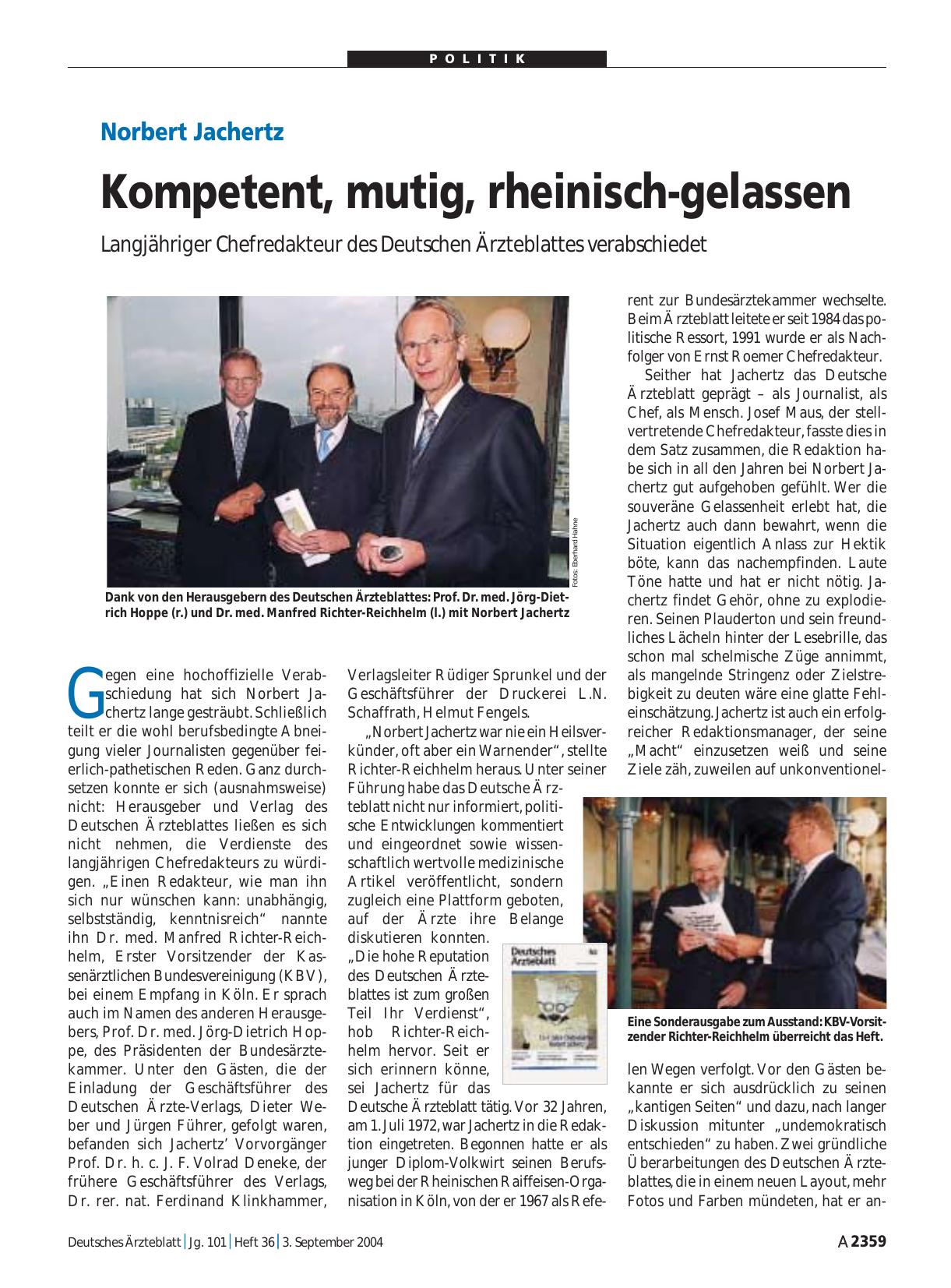 Vorschauseite 1: Norbert Jachertz: Kompetent, mutig, rheinisch-gelassen