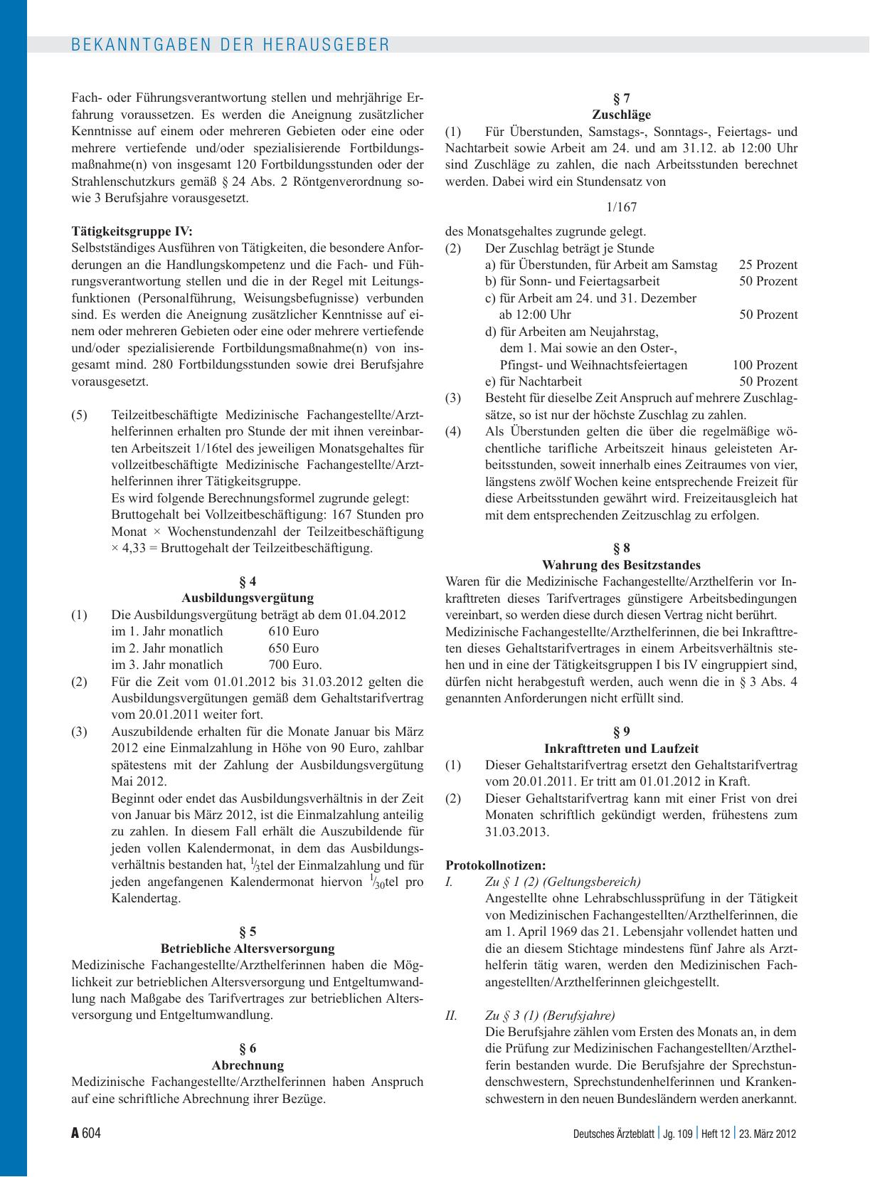 Vorschauseite 2: Gehaltstarifvertrag für Medizinische Fachangestellte/Arzthelferinnen