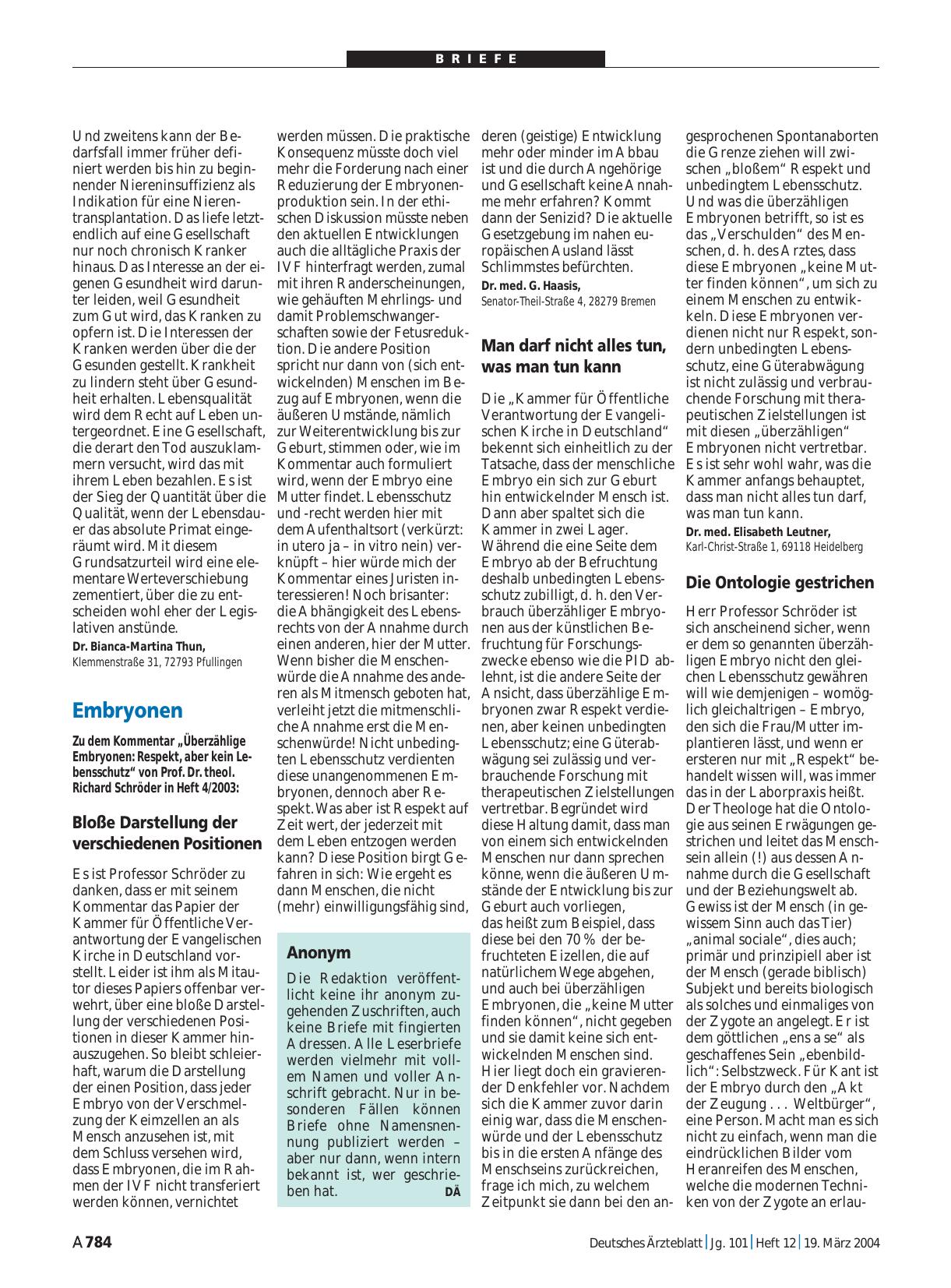Vorschauseite 1: Embryonen: Die Ontologie gestrichen