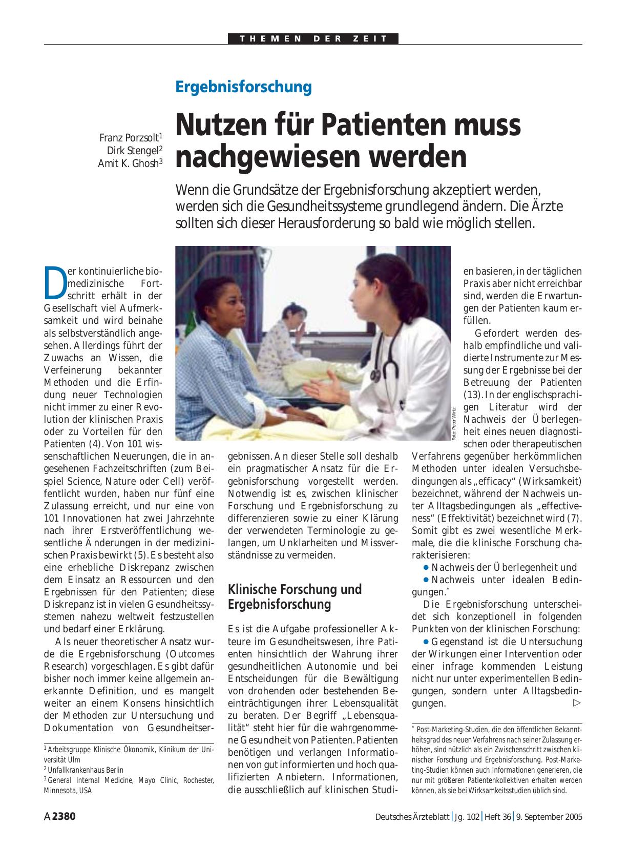 Vorschauseite 1: Ergebnisforschung: Nutzen für Patienten muss nachgewiesen werden