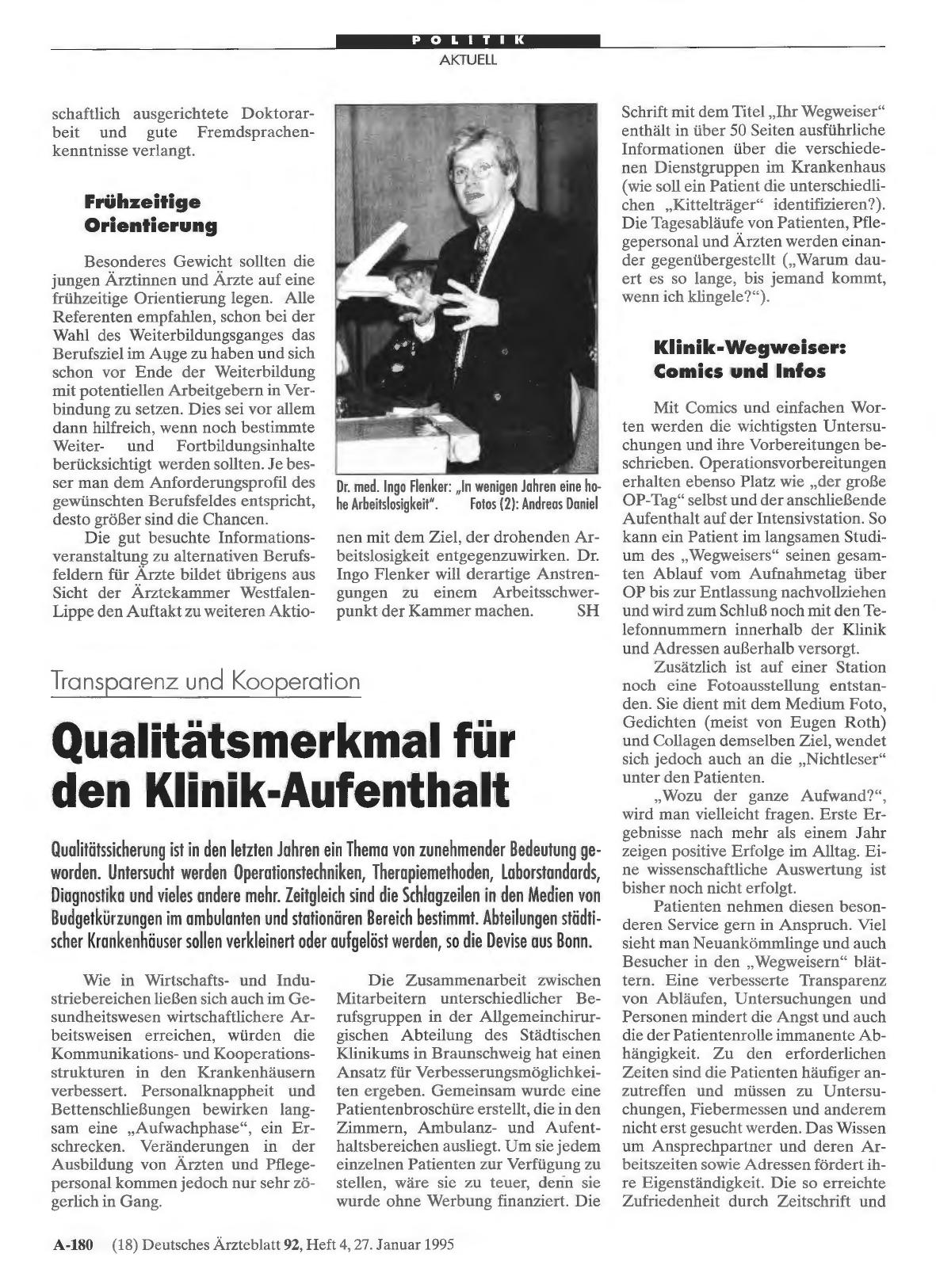 Vorschauseite 1: Transparenz und Kooeration: Qualitätsmerkmal für den Klinik-Aufenthalt