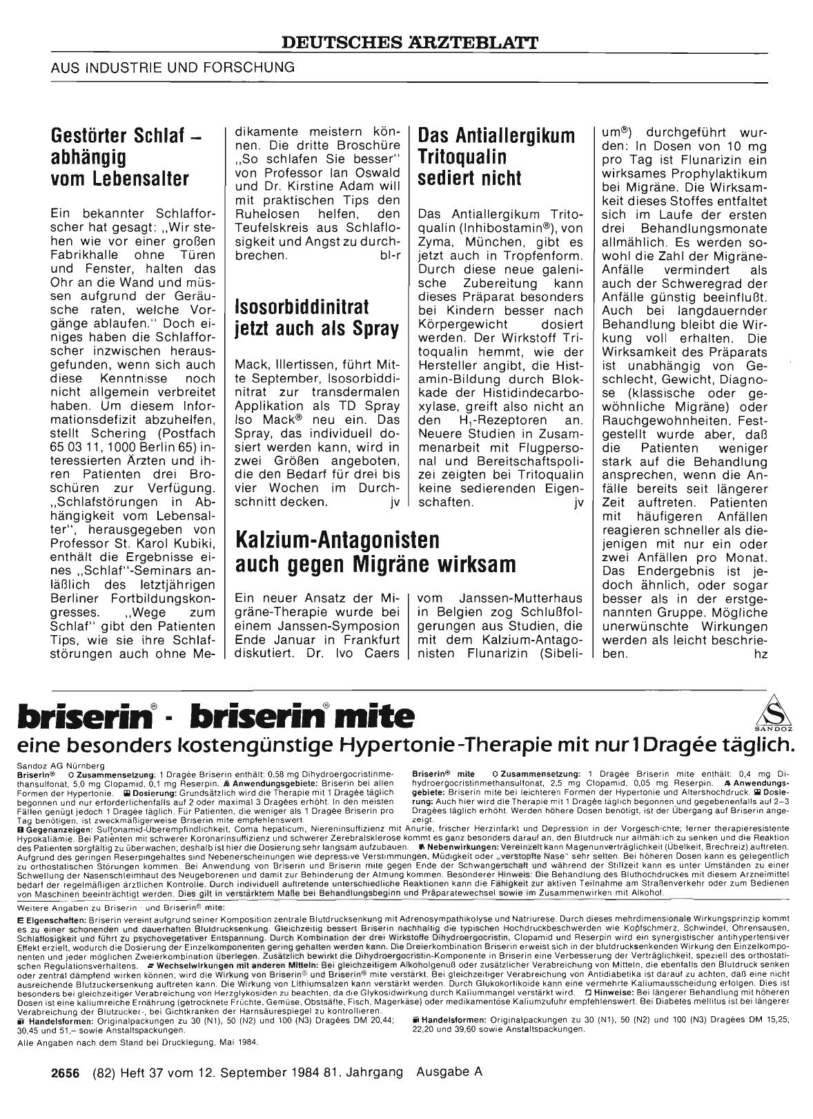 Vorschauseite 1: Das Antiallergikum Tritoqualin sediert nicht