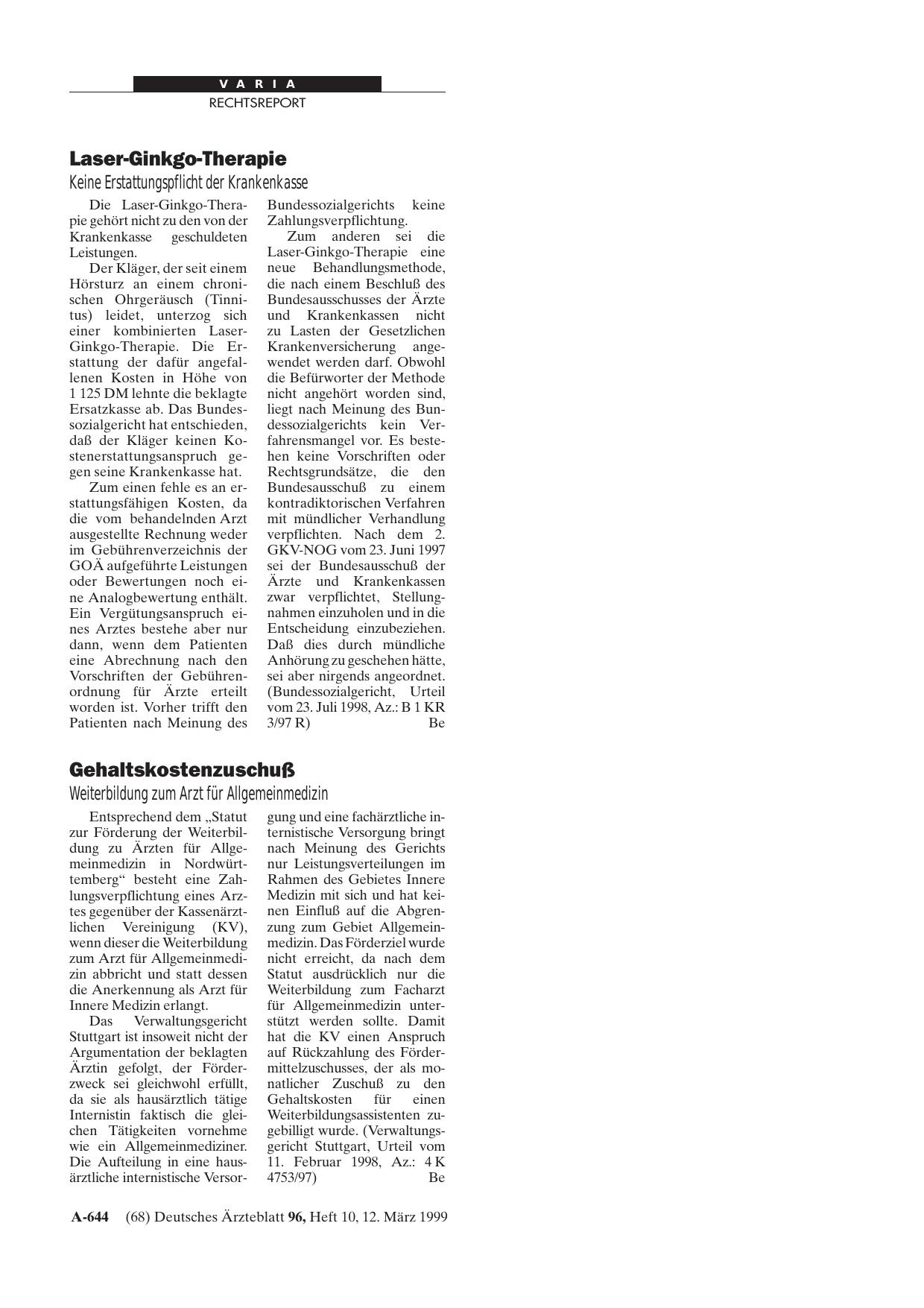 Vorschauseite 1: Gehaltskostenzuschuß: Weiterbildung zum Arzt für Allgemeinmedizin