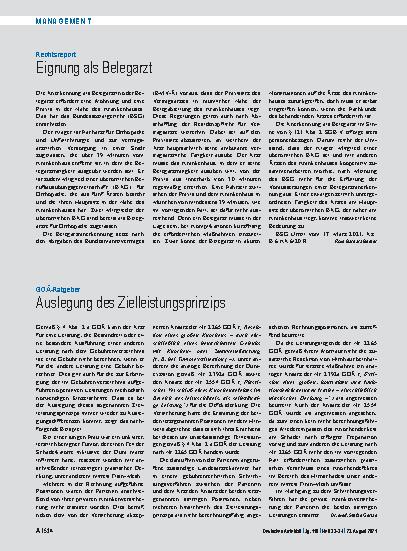 Vorschauseite 1: GOÄ-Ratgeber: Auslegung des Zielleistungsprinzips